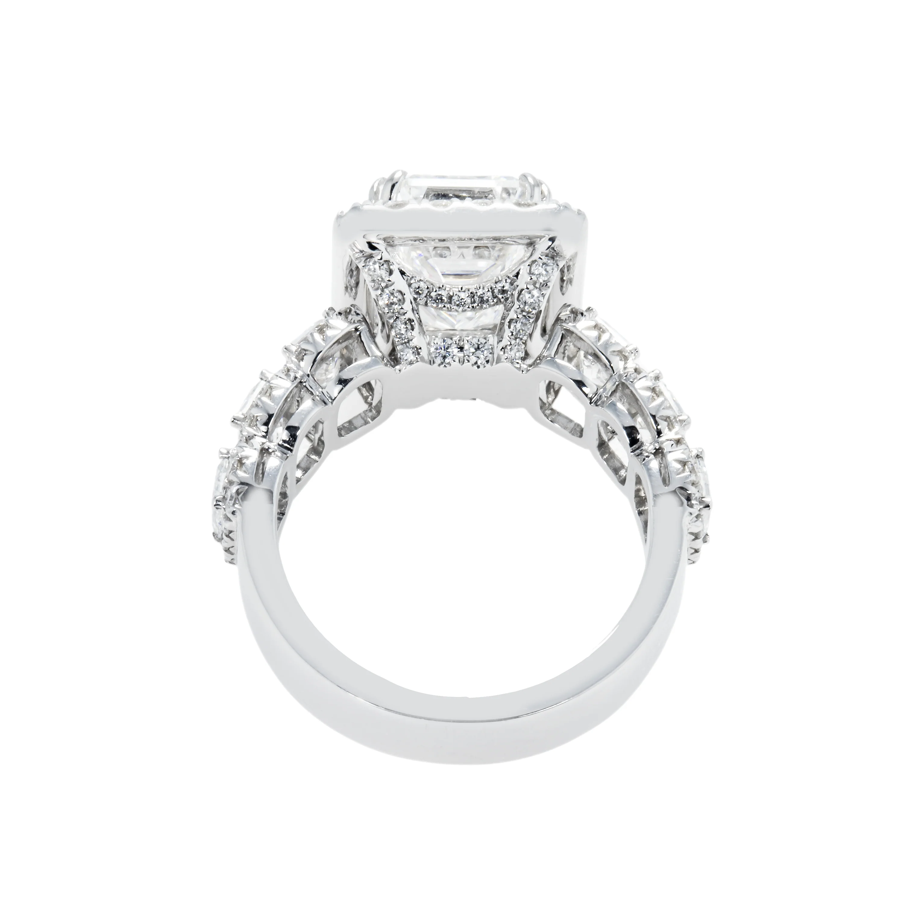 GIA 18K White Gold Emerald Cut Diamond Engagement Ring 6.76ctw - Image 5