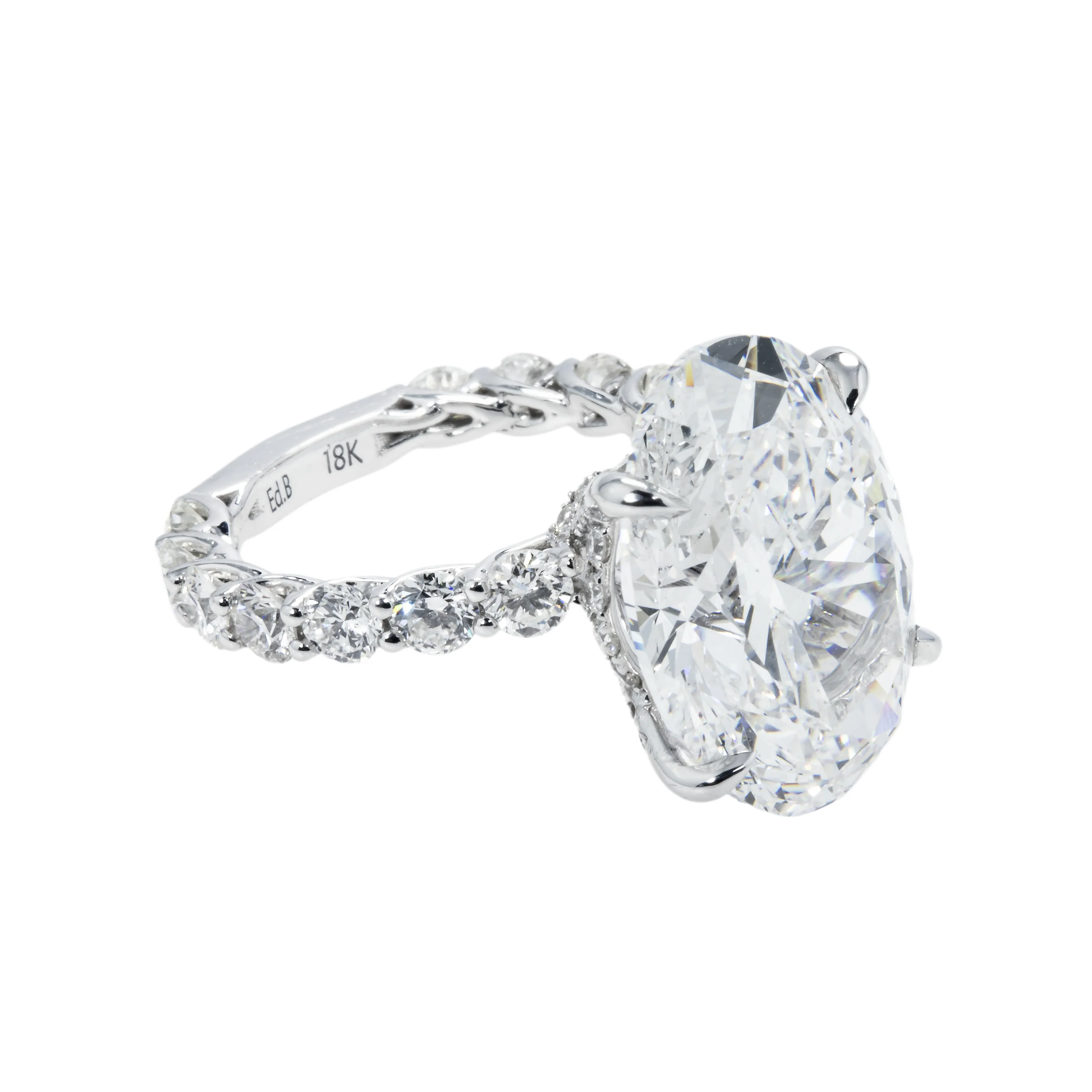 GIA 18K White Gold 13.48ct Oval Cut Diamond Cut Engagement Ring 16.23ctw - Image 4