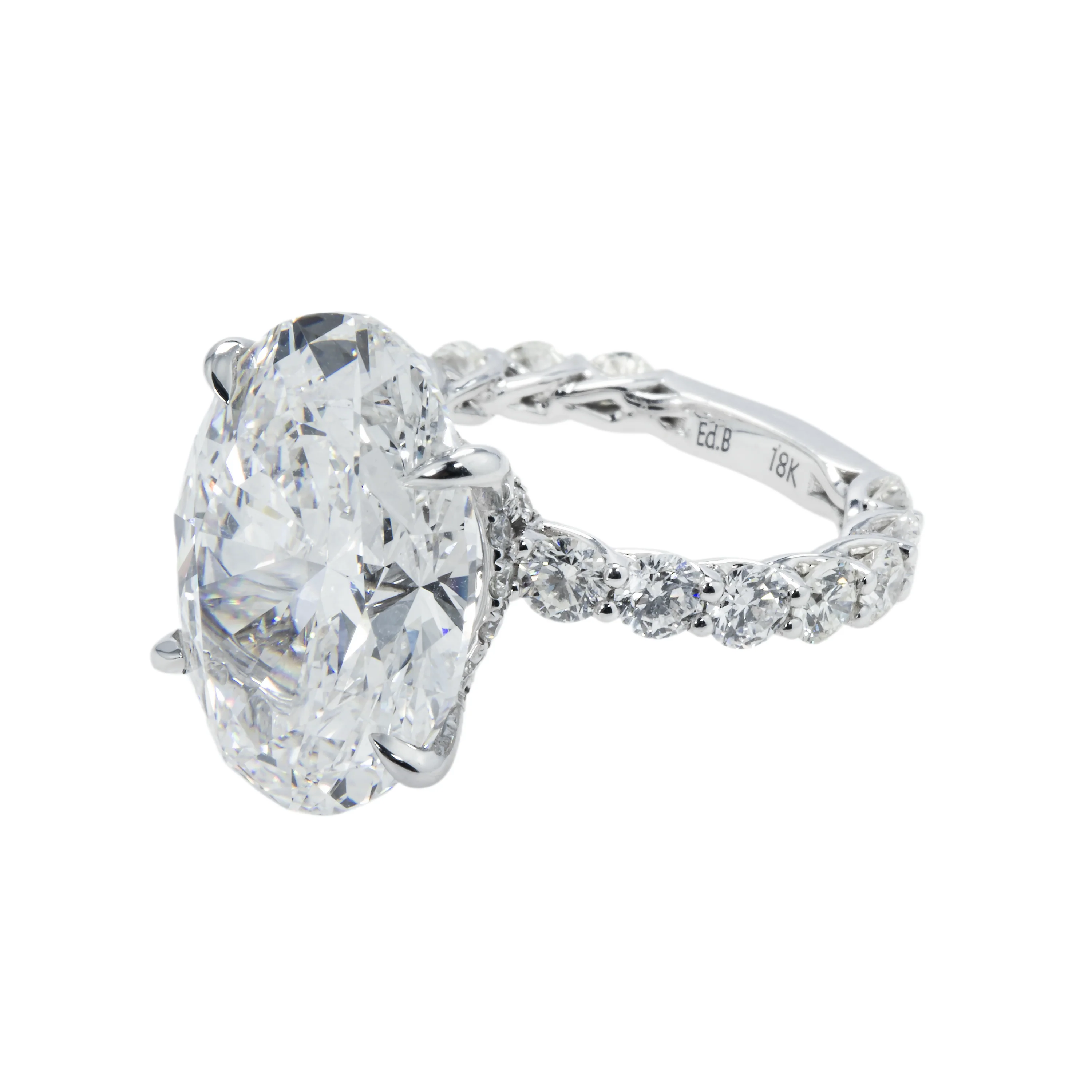 GIA 18K White Gold 13.48ct Oval Cut Diamond Cut Engagement Ring 16.23ctw - Image 6