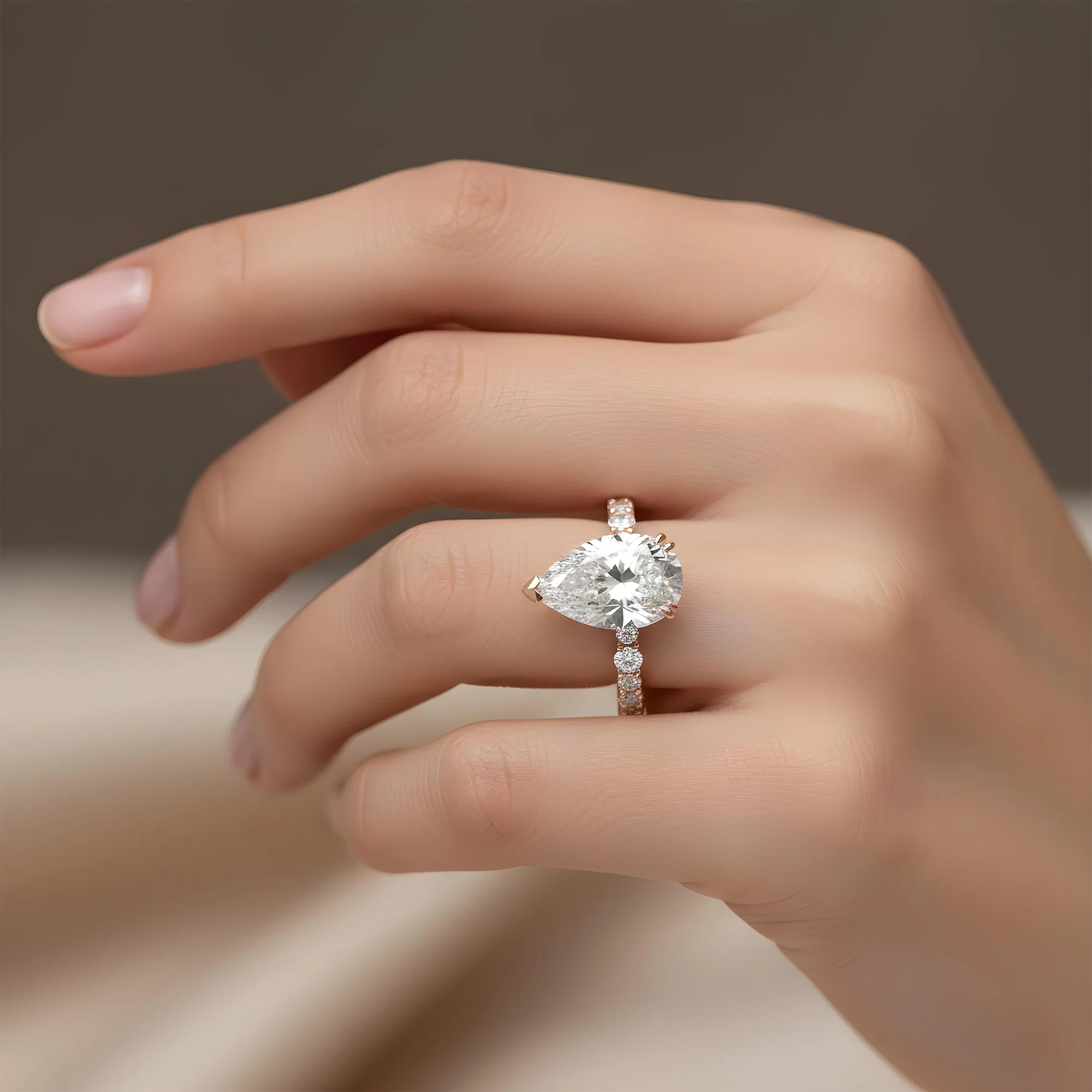 GIA 18K White Gold Pear Cut Diamond Engagement Ring 7.08ctw - Image 10
