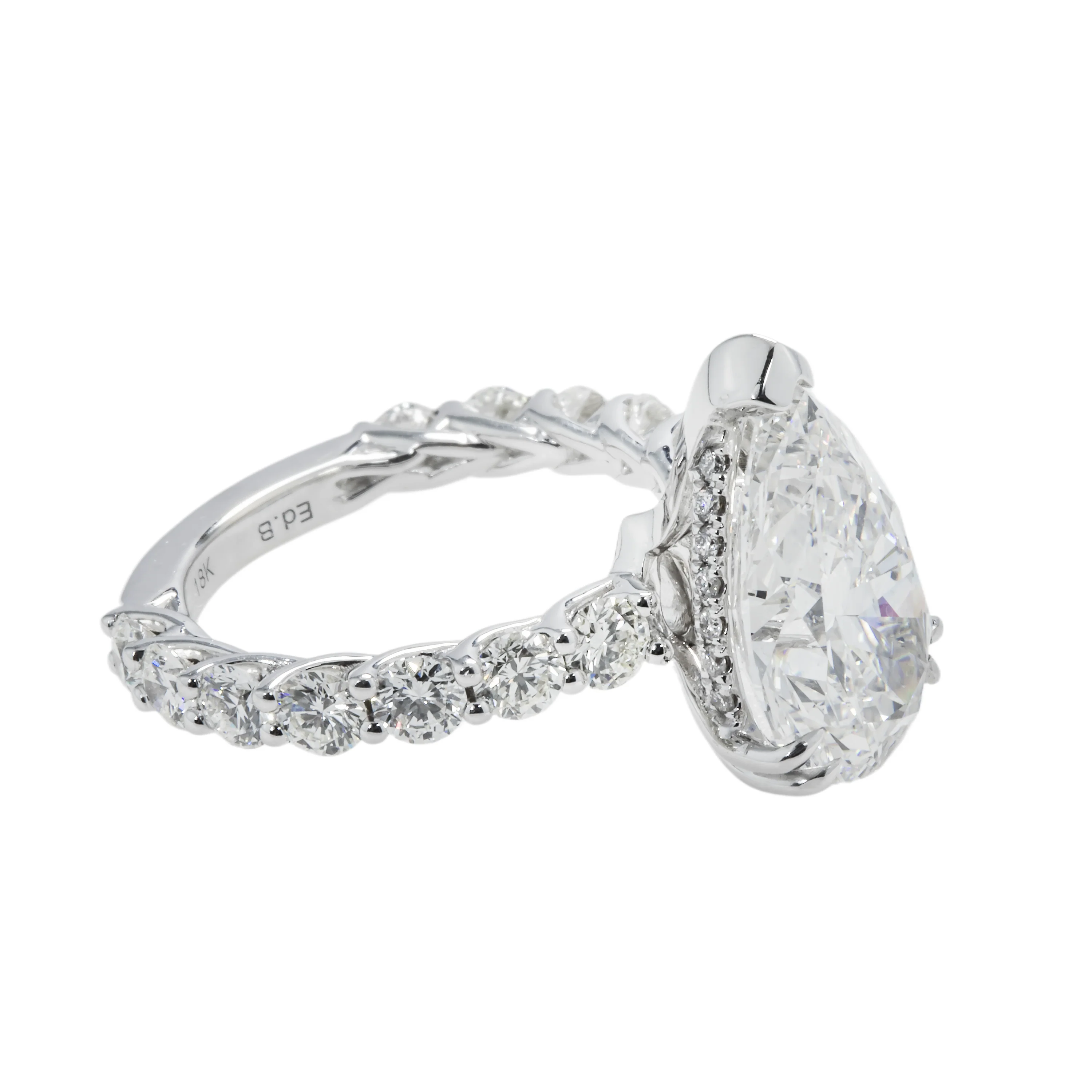 GIA 18K White Gold Pear Cut Diamond Engagement Ring 7.08ctw - Image 4