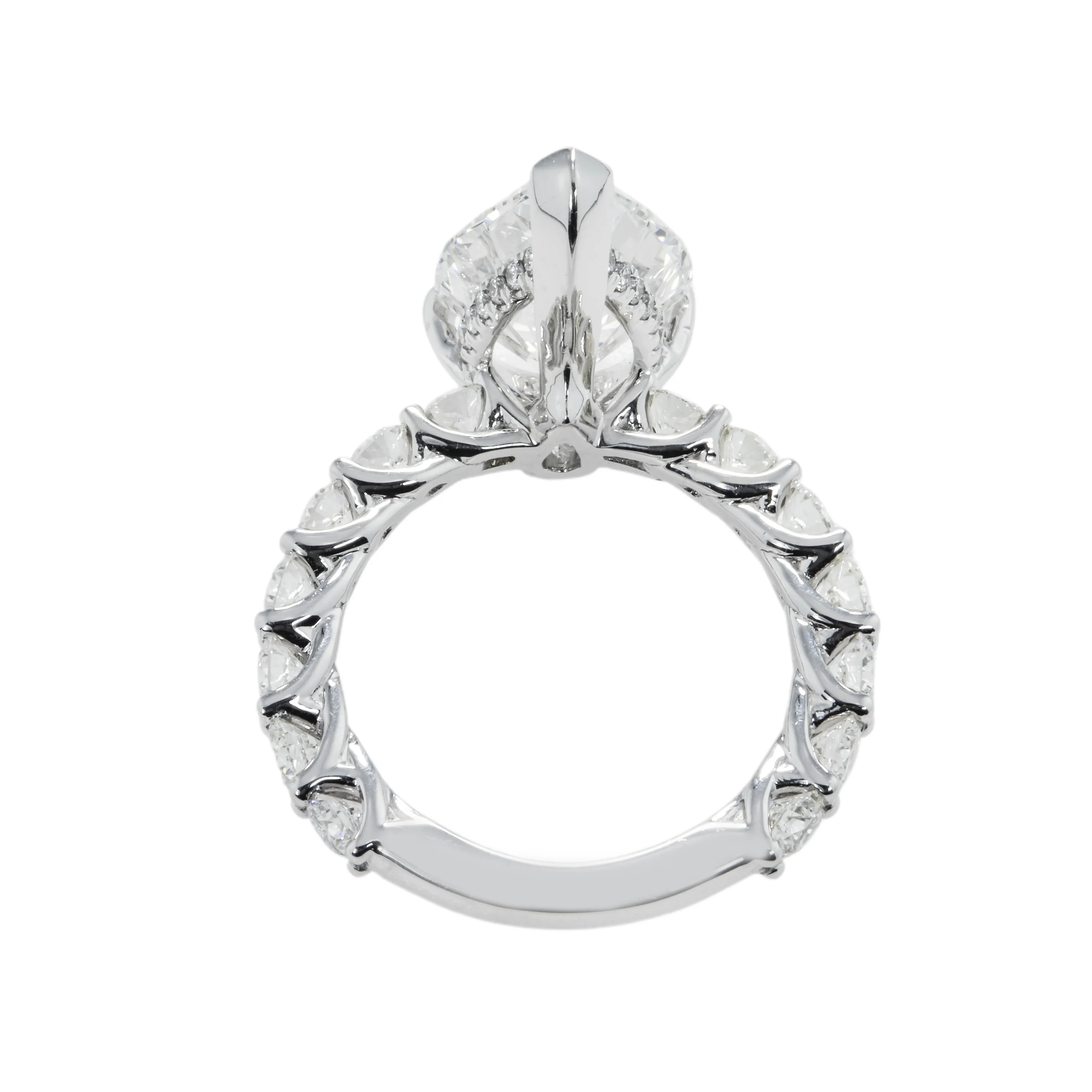 GIA 18K White Gold Pear Cut Diamond Engagement Ring 7.08ctw - Image 5