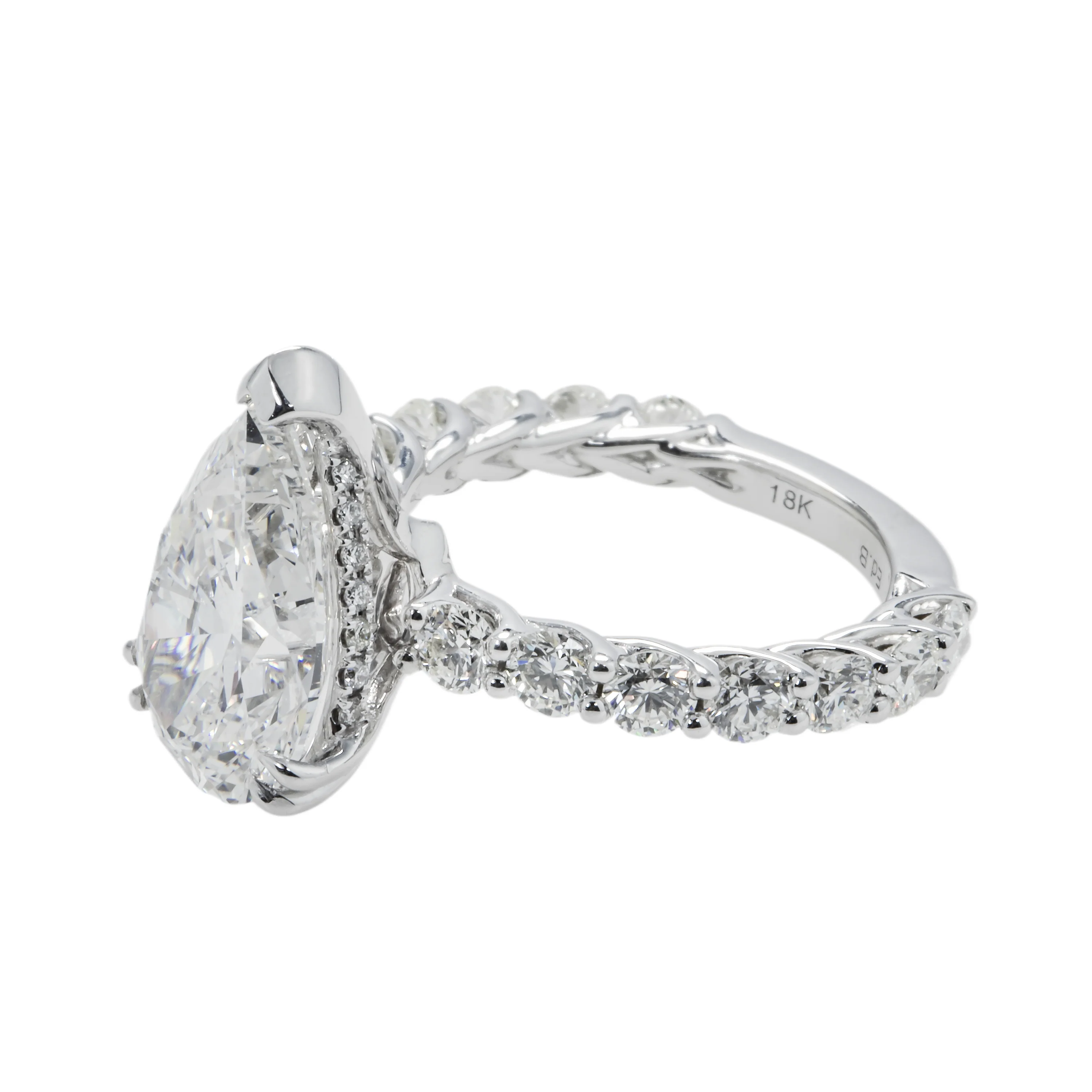 GIA 18K White Gold Pear Cut Diamond Engagement Ring 7.08ctw - Image 6