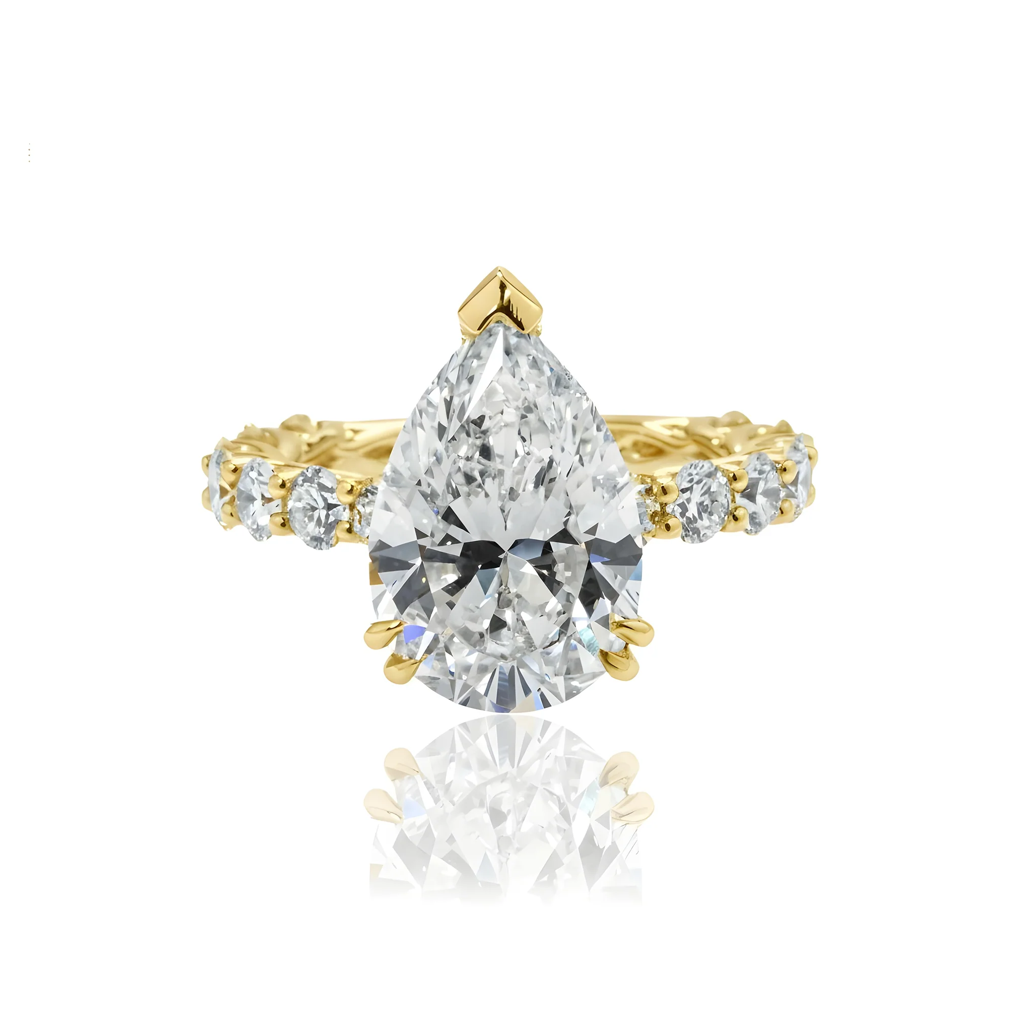 GIA 18K White Gold Pear Cut Diamond Engagement Ring 7.08ctw - Image 7