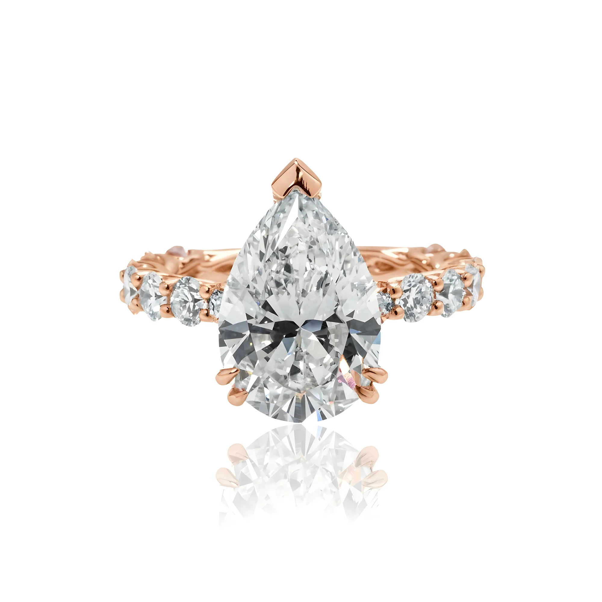 GIA 18K White Gold Pear Cut Diamond Engagement Ring 7.08ctw - Image 9