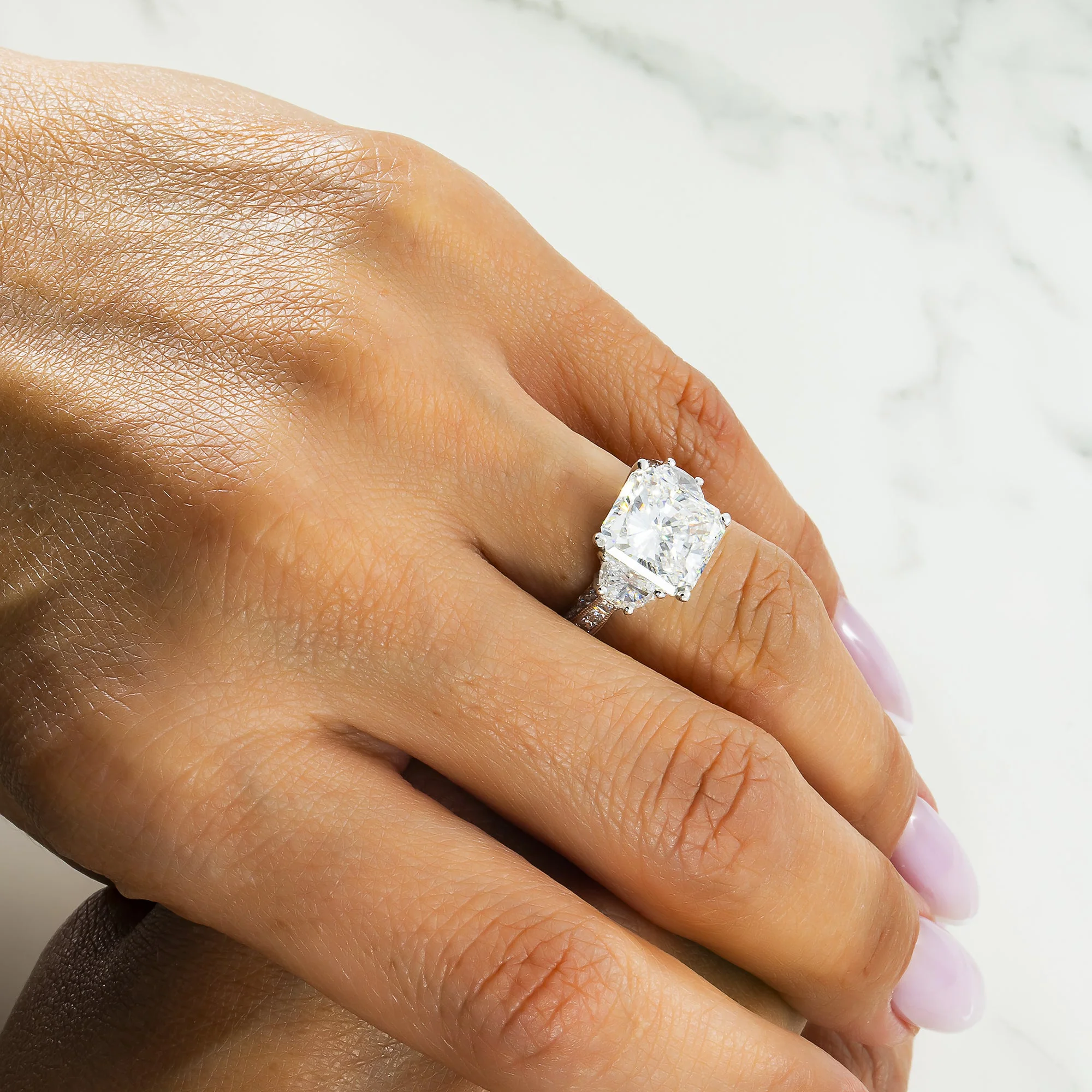 GIA 18K White Gold Square Radiant Cut Diamond Engagement Ring 6.47ctw - Image 3