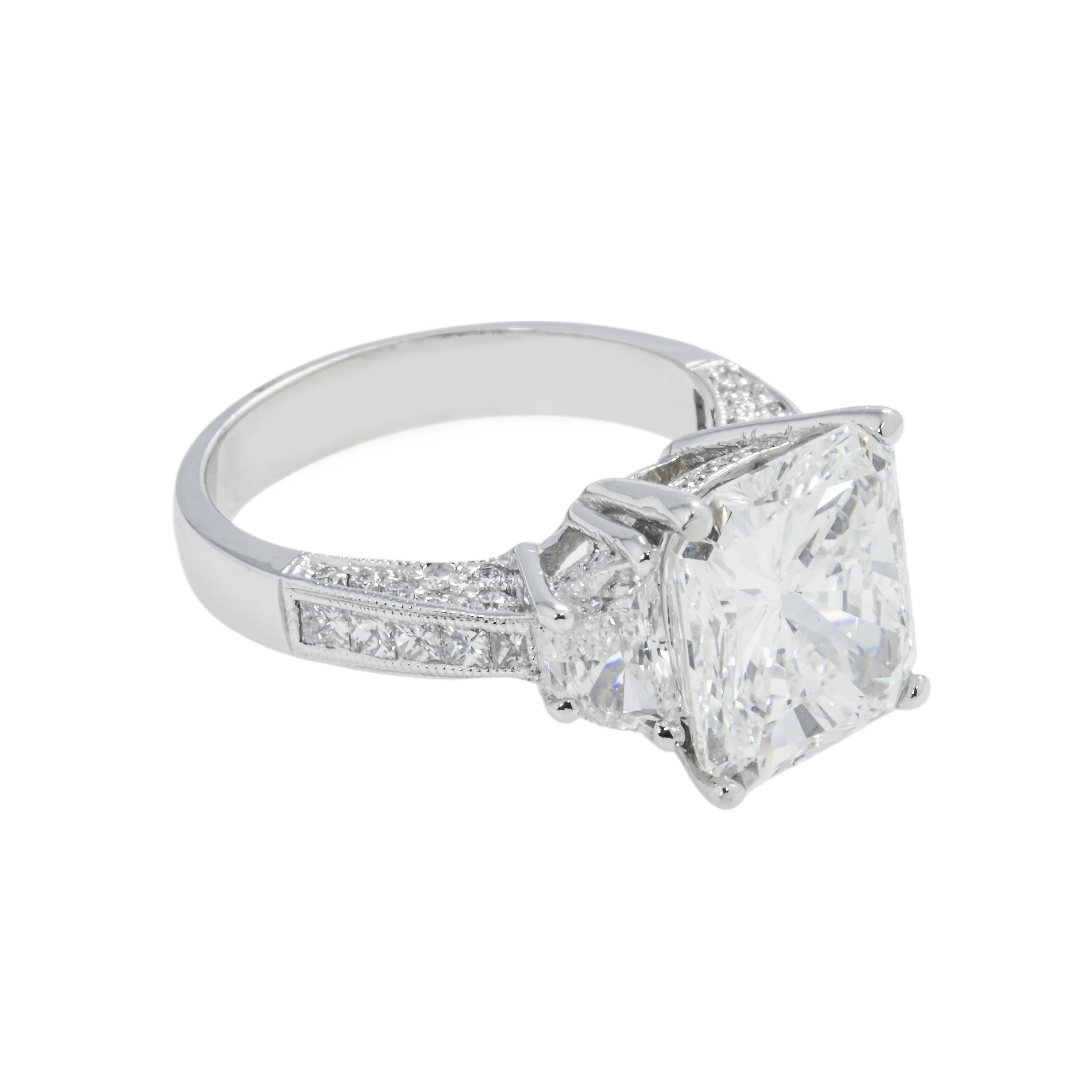 GIA 18K White Gold Square Radiant Cut Diamond Engagement Ring 6.47ctw - Image 4