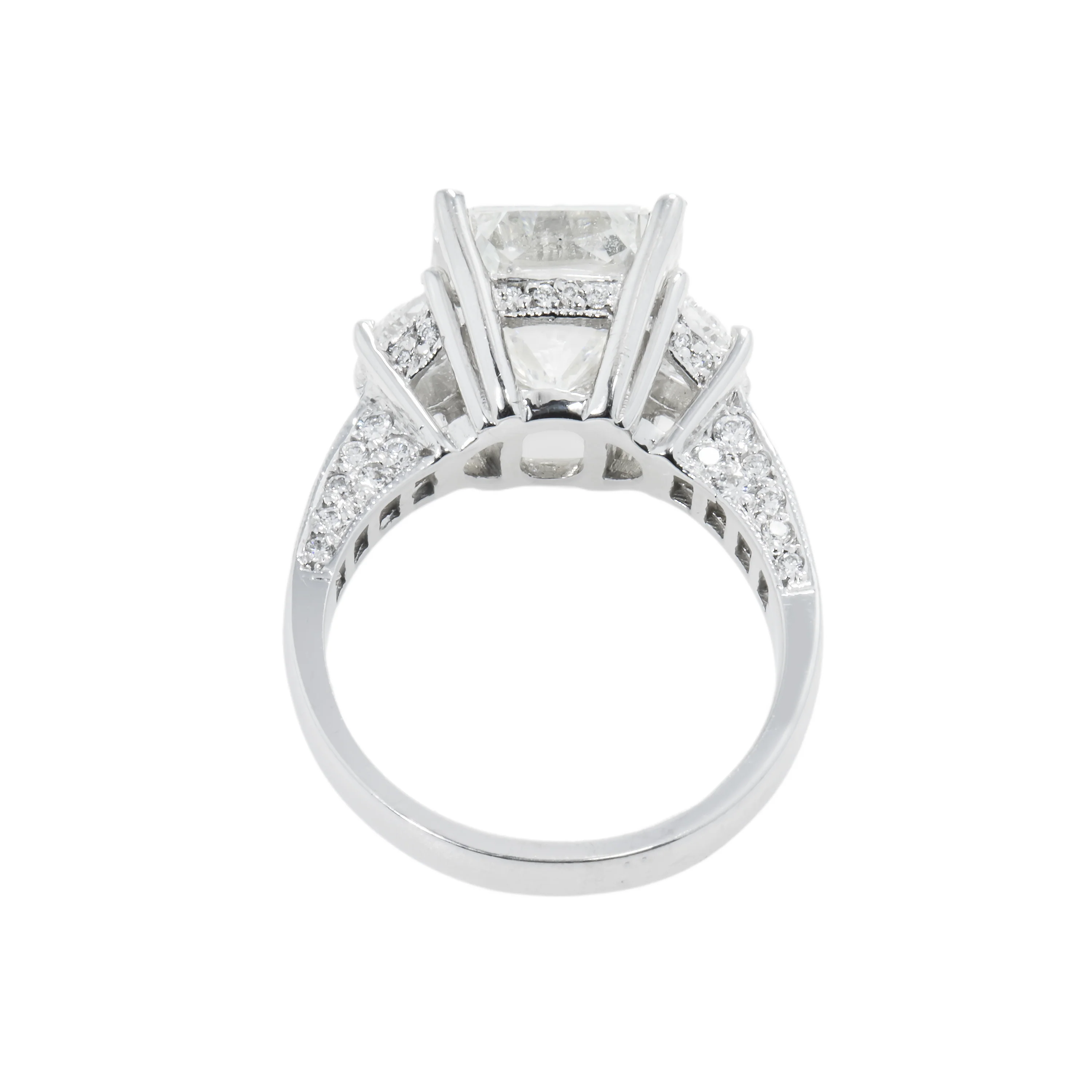 GIA 18K White Gold Square Radiant Cut Diamond Engagement Ring 6.47ctw - Image 5