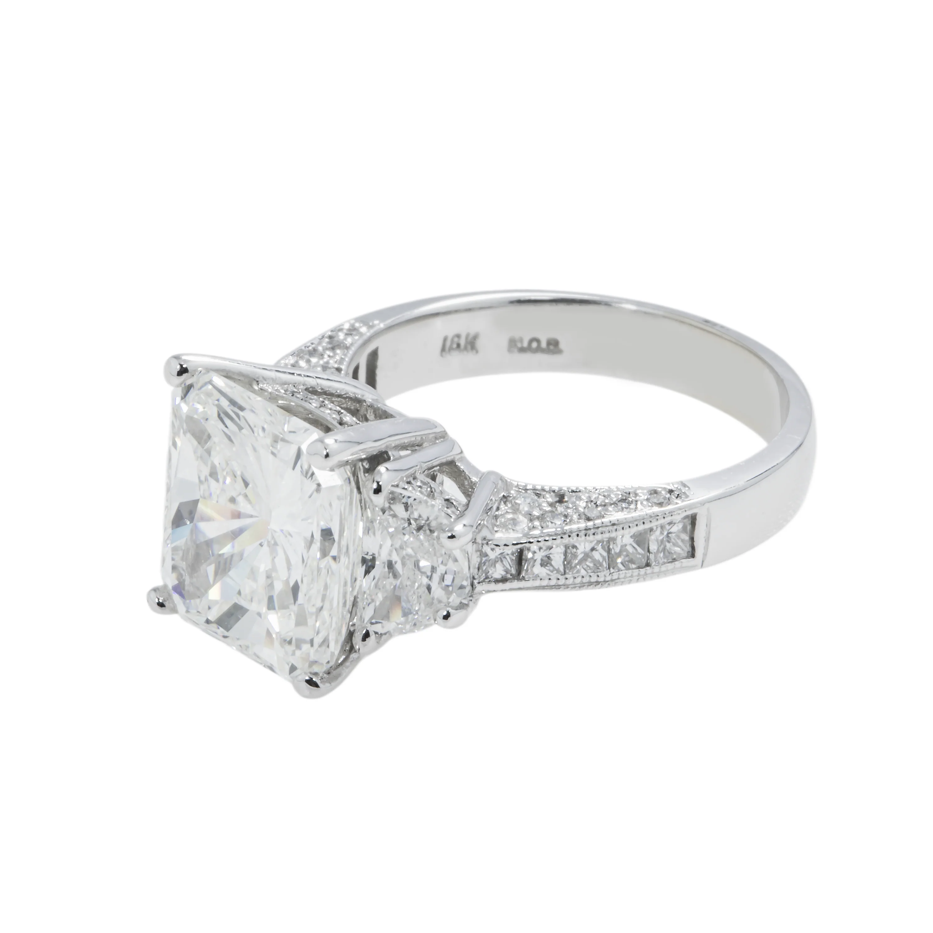 GIA 18K White Gold Square Radiant Cut Diamond Engagement Ring 6.47ctw - Image 6