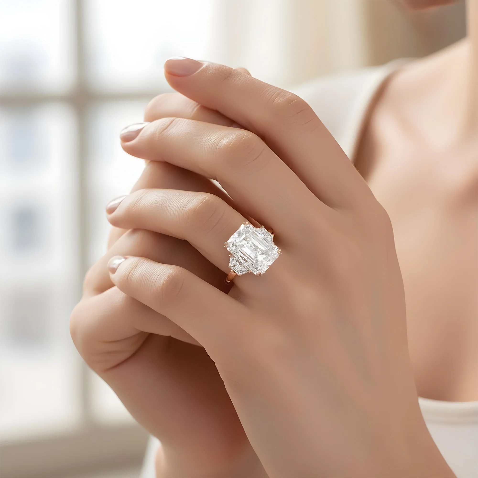 GIA 18K White Gold 20.01ct Radiant Cut Triple Diamond Engagement Ring 22.35ctw - Image 10