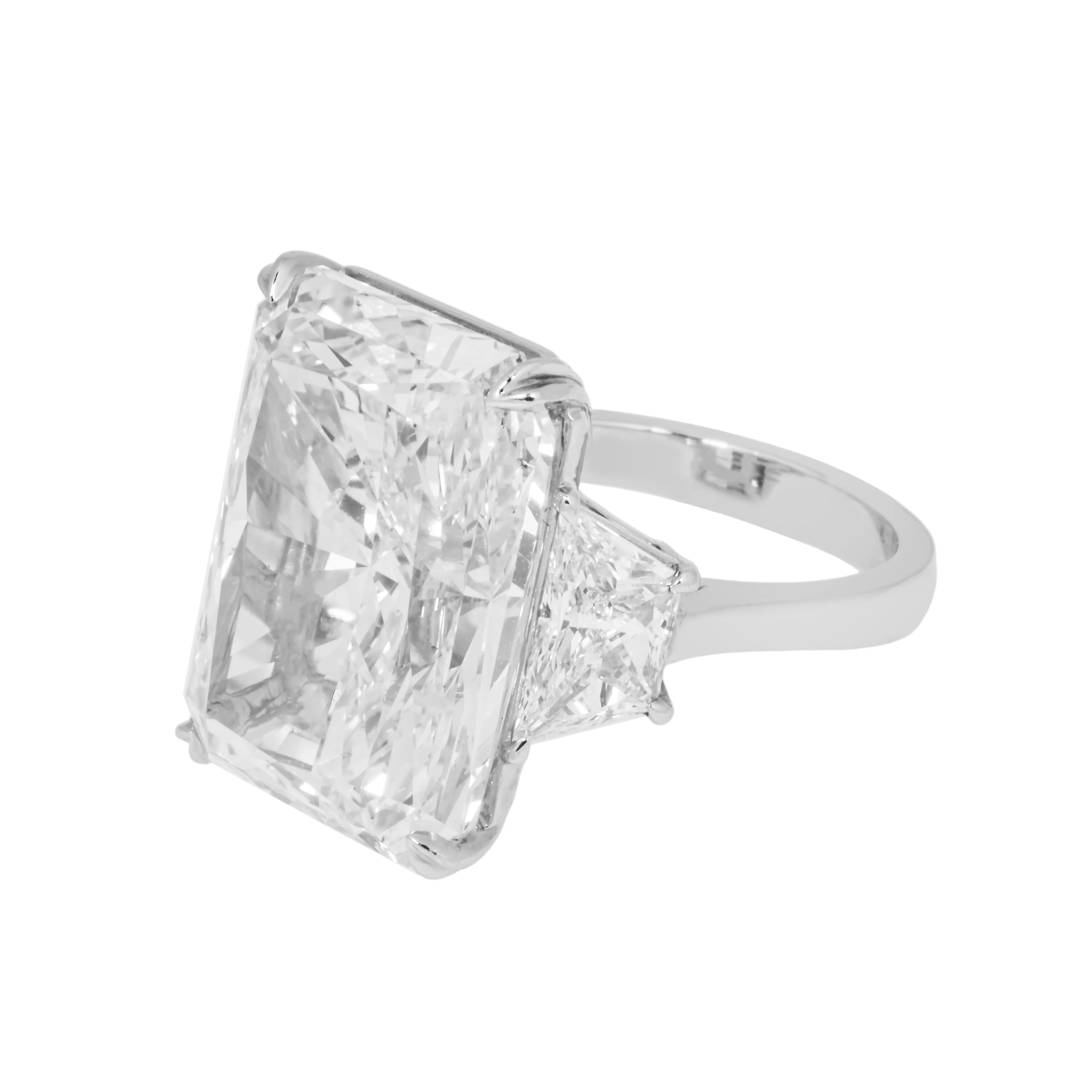 GIA 18K White Gold 20.01ct Radiant Cut Triple Diamond Engagement Ring 22.35ctw - Image 5