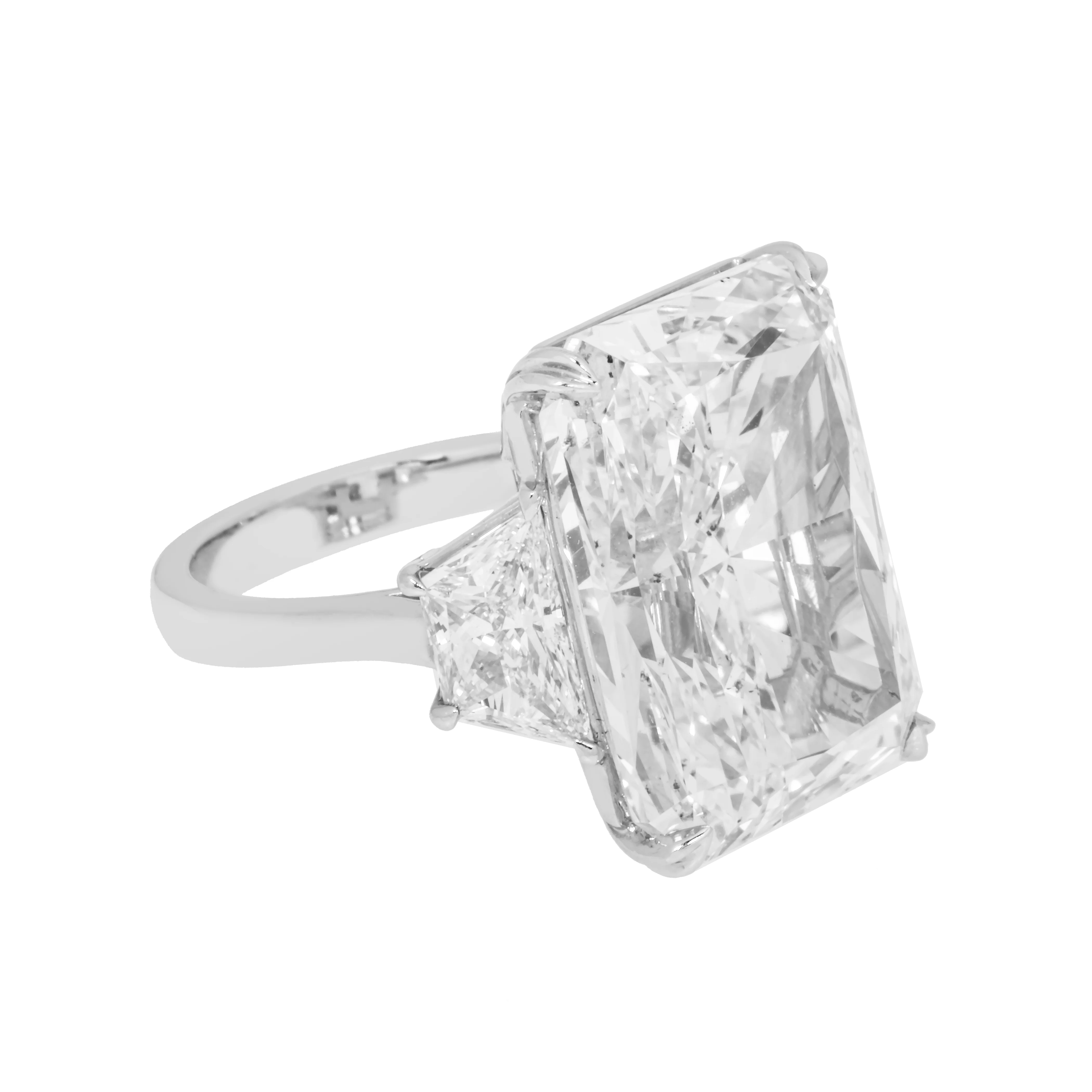 GIA 18K White Gold 20.01ct Radiant Cut Triple Diamond Engagement Ring 22.35ctw - Image 6