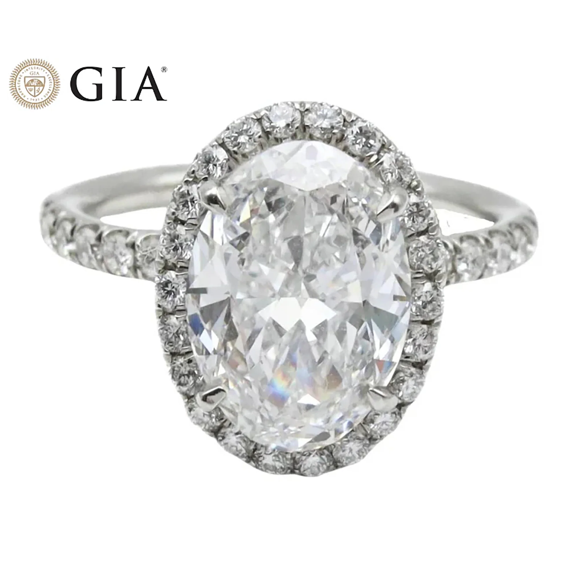 GIA 3.02ct Oval Cut Diamond Engagement ring 3.77ctw - Image 11