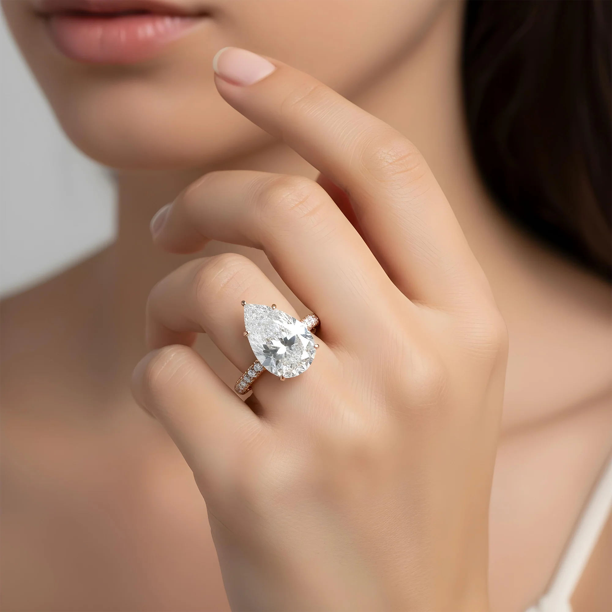 GIA Platinum 10.30ct Pear Cut Diamond Engagement Ring 13.10ctw - Image 10