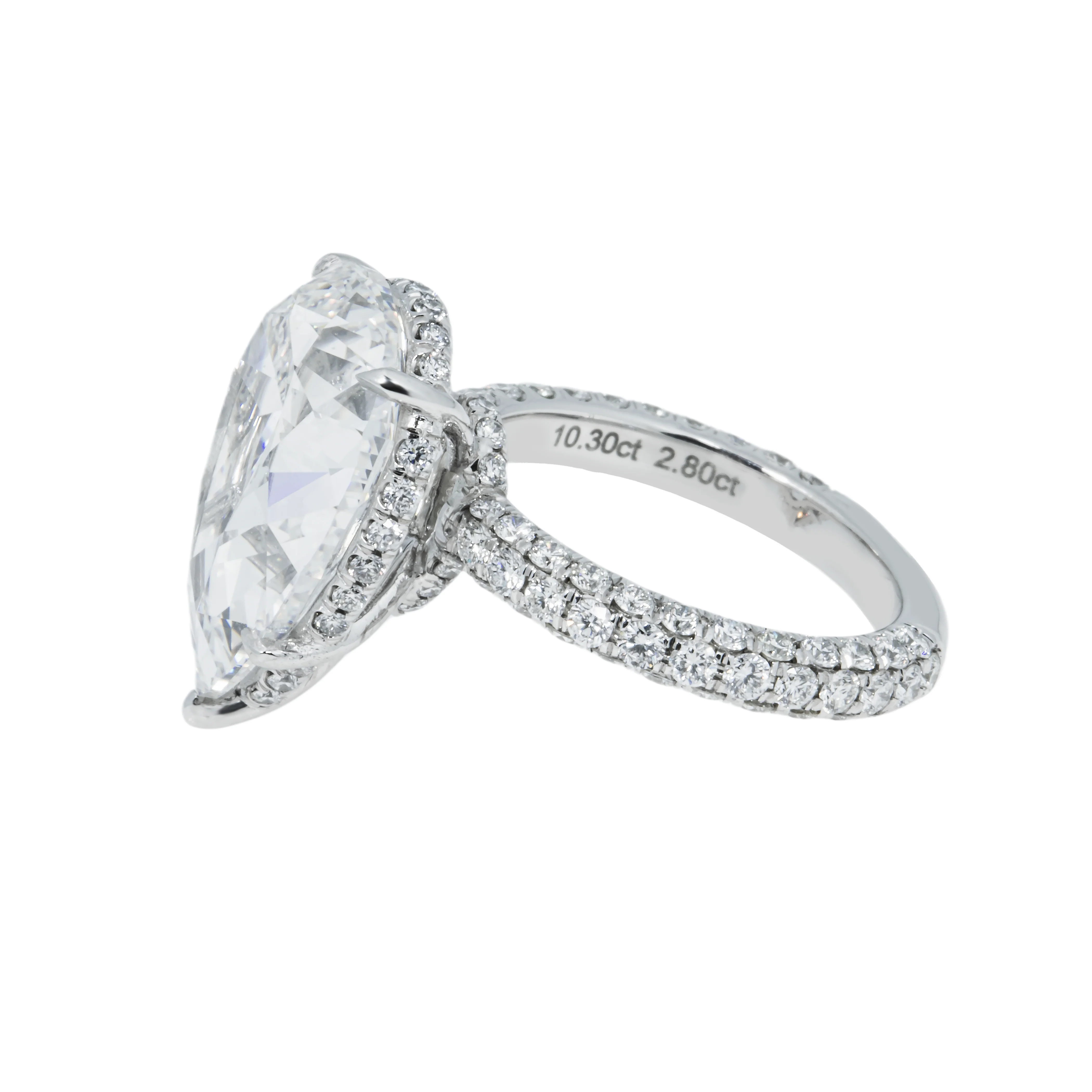 GIA Platinum 10.30ct Pear Cut Diamond Engagement Ring 13.10ctw - Image 4