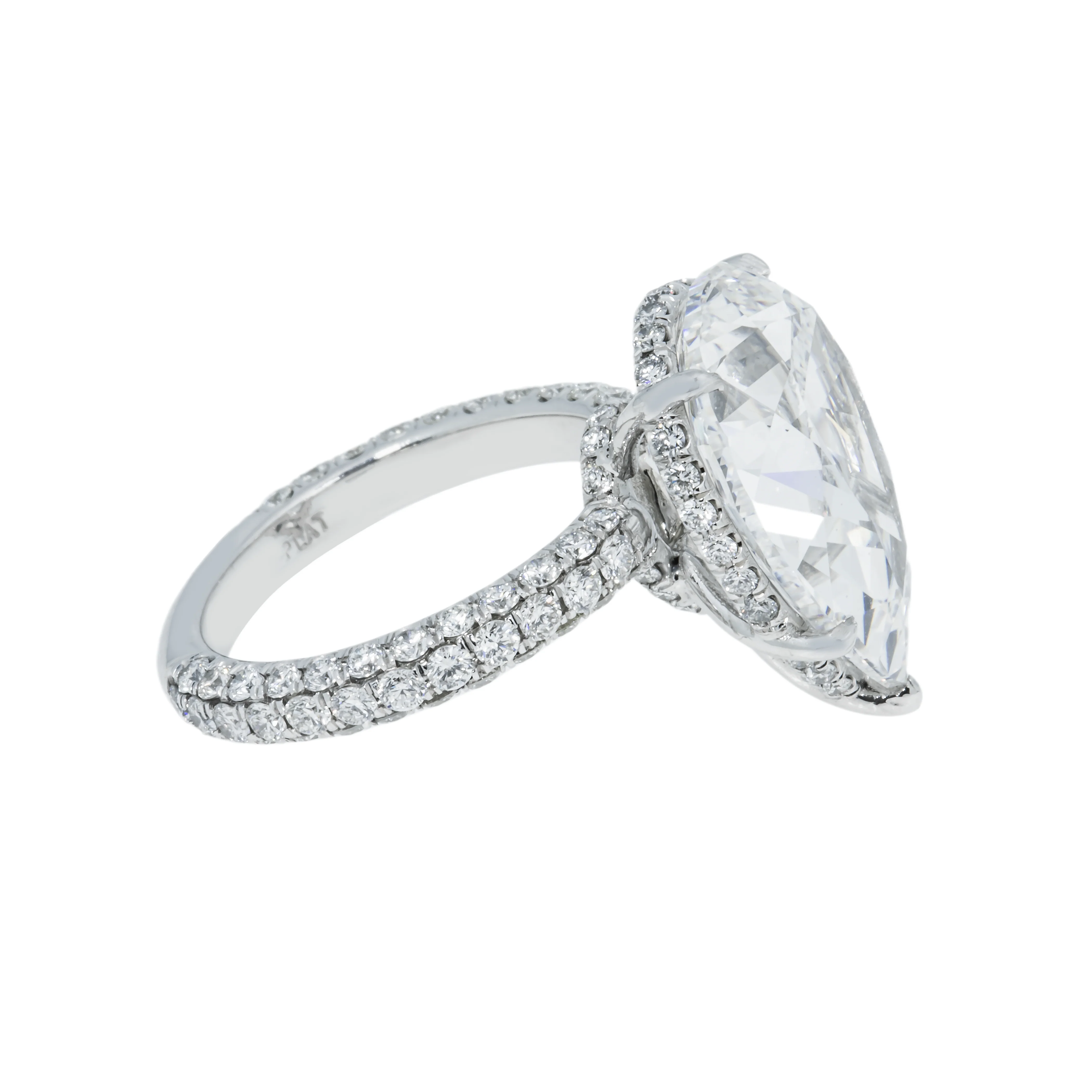 GIA Platinum 10.30ct Pear Cut Diamond Engagement Ring 13.10ctw - Image 6