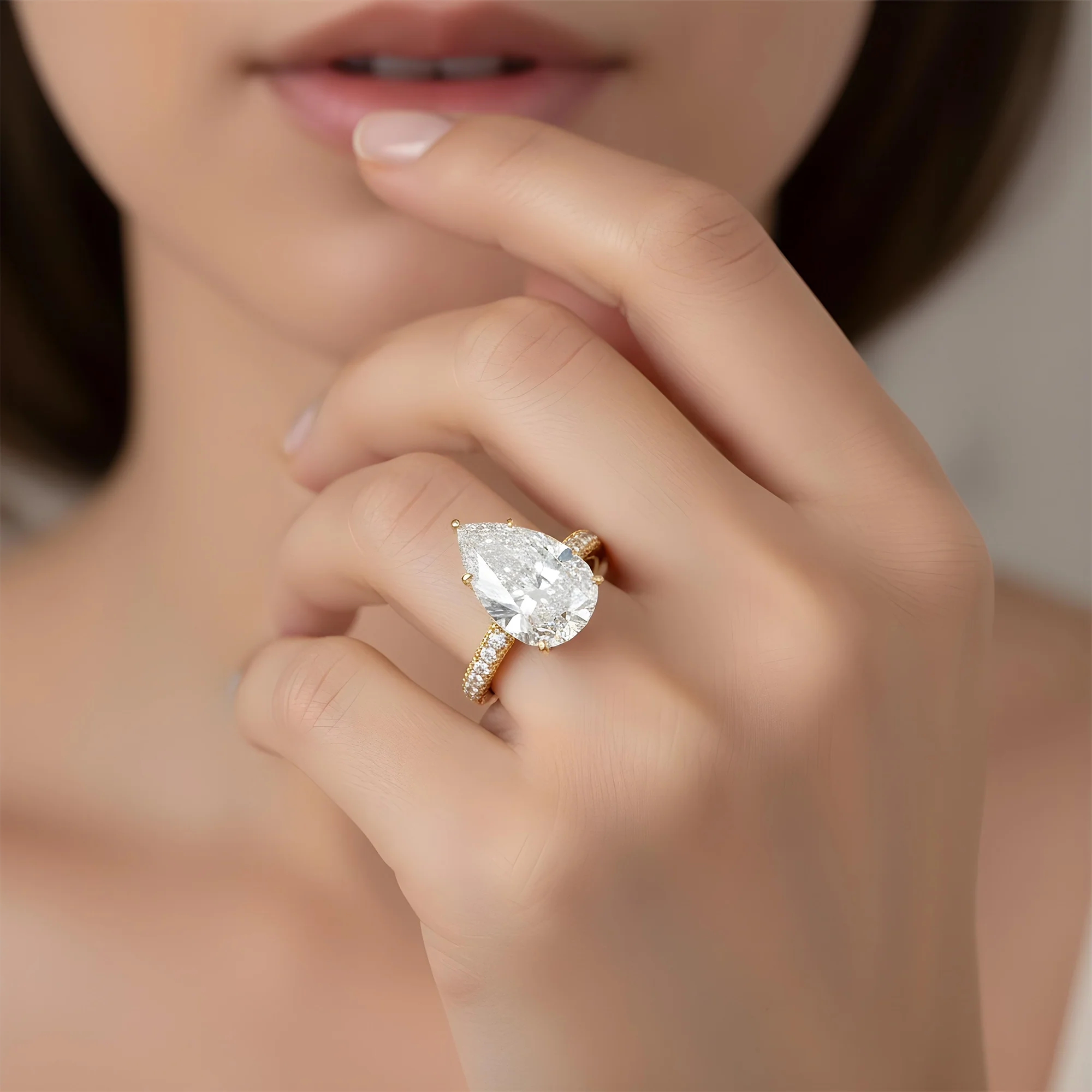 GIA Platinum 10.30ct Pear Cut Diamond Engagement Ring 13.10ctw - Image 8