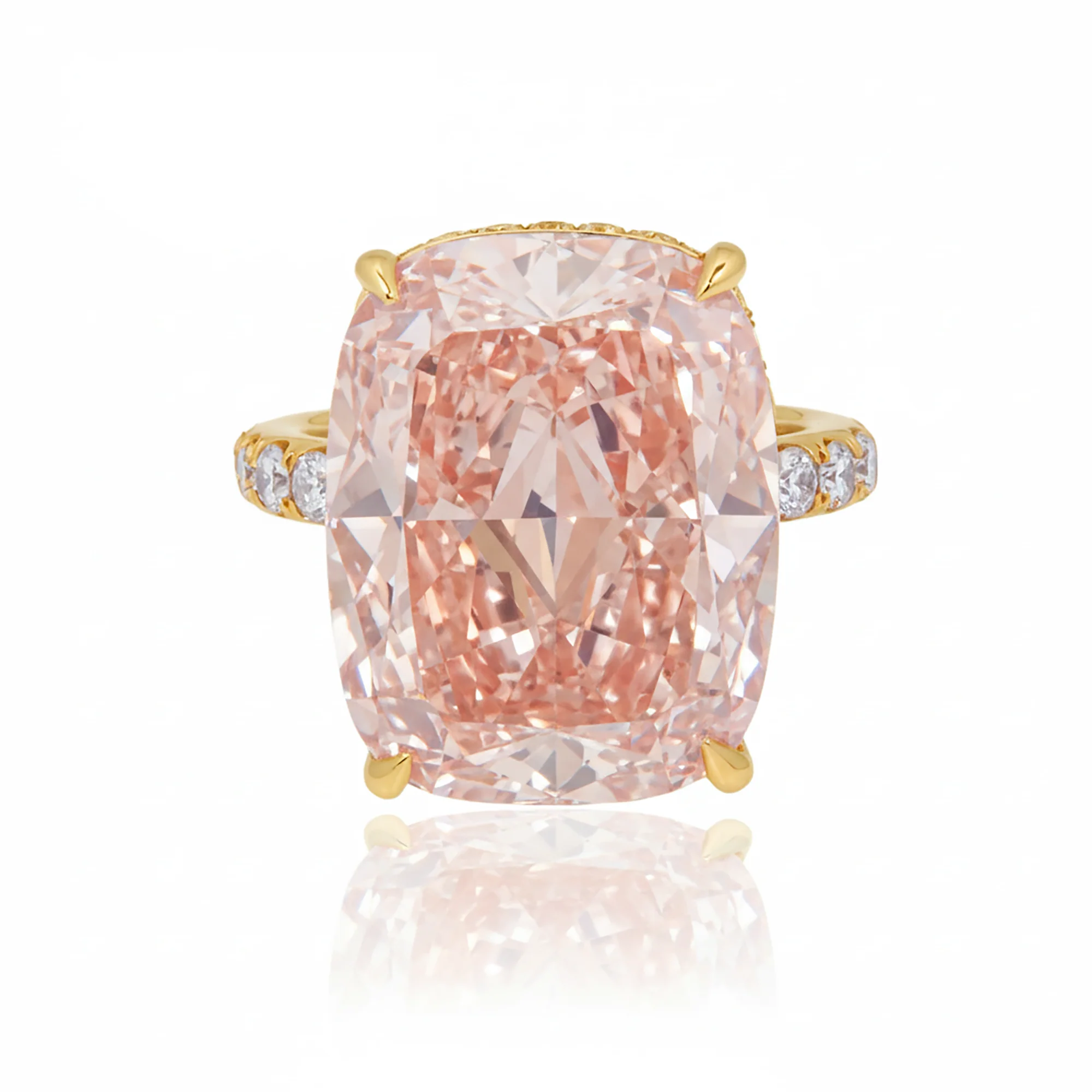 GIA Platinum 20.16ct Cushion Cut Fancy Intense Pink Diamond Ring 21.96ctw - Image 10