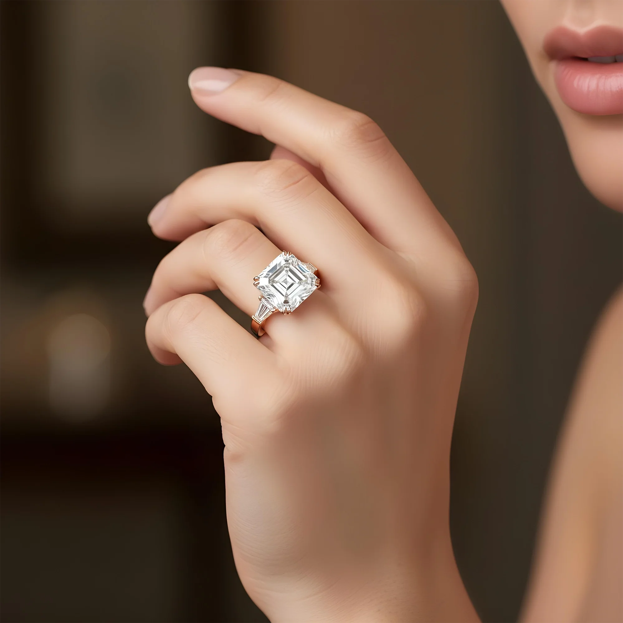 GIA Platinum 11.91ct Asscher Cut Diamond Engagement Ring 12.69ctw - Image 10