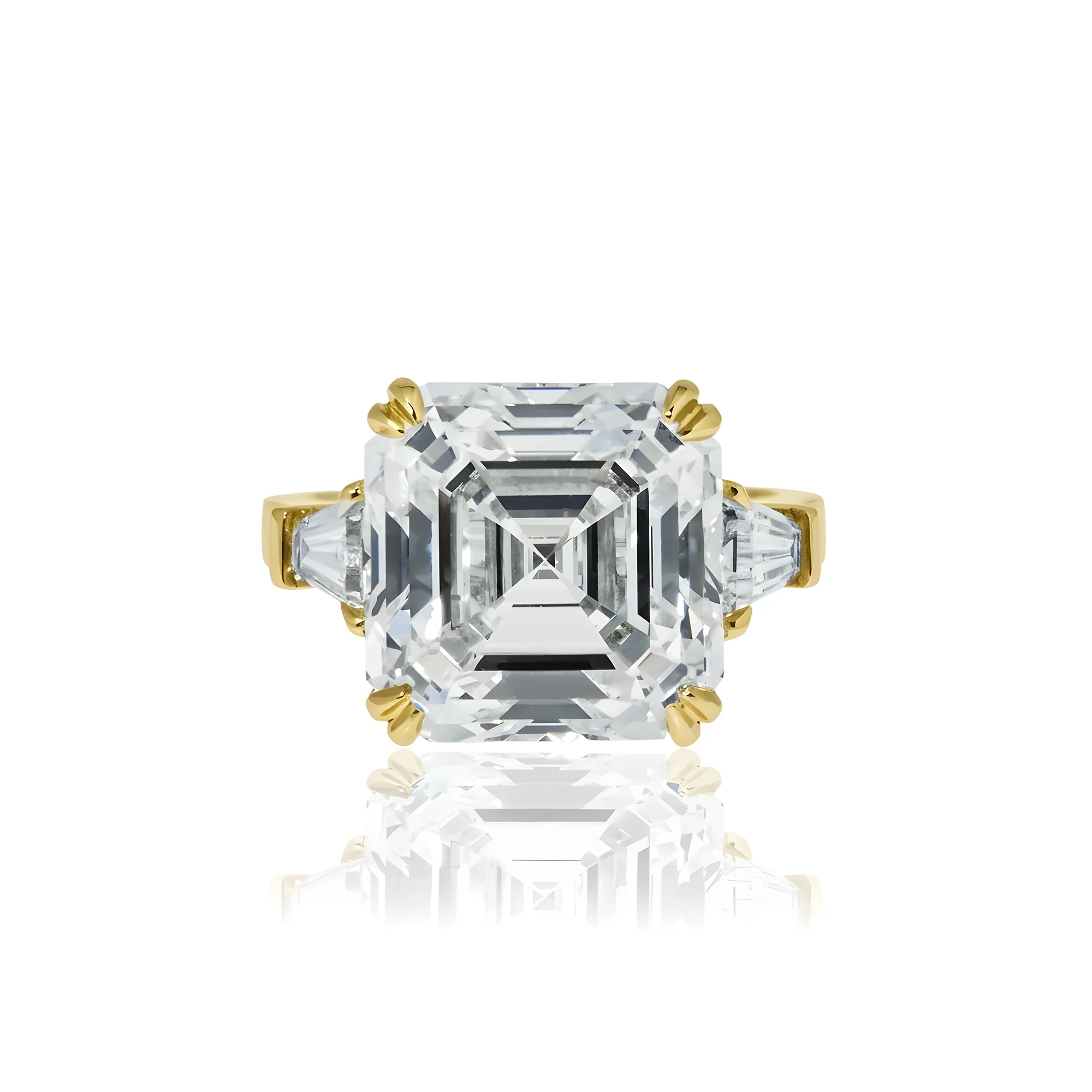 GIA Platinum 11.91ct Asscher Cut Diamond Engagement Ring 12.69ctw - Image 7