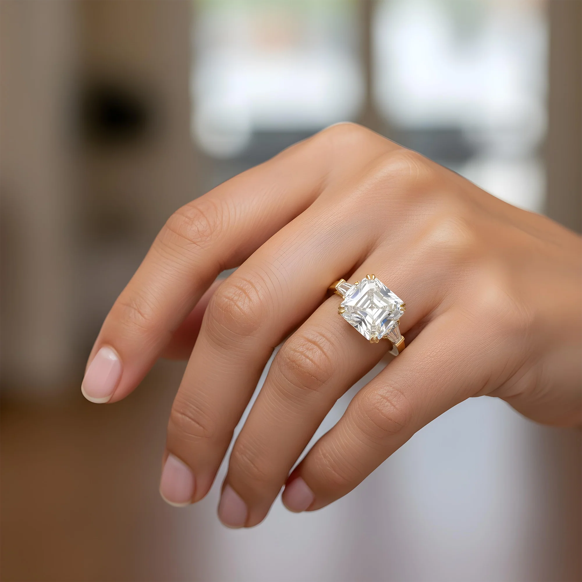 GIA Platinum 11.91ct Asscher Cut Diamond Engagement Ring 12.69ctw - Image 8