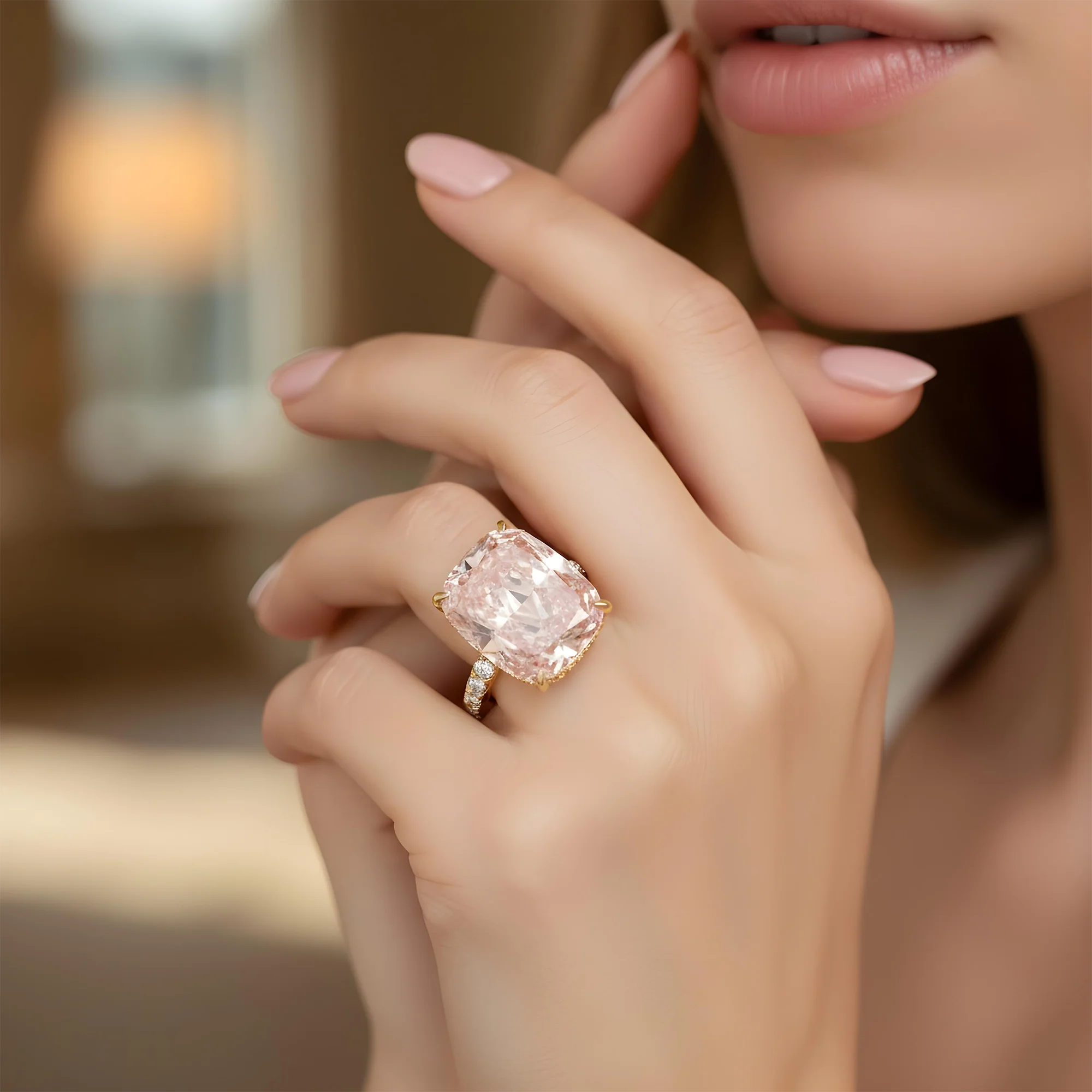GIA Platinum 20.16ct Cushion Cut Fancy Intense Pink Diamond Ring 21.96ctw - Image 11
