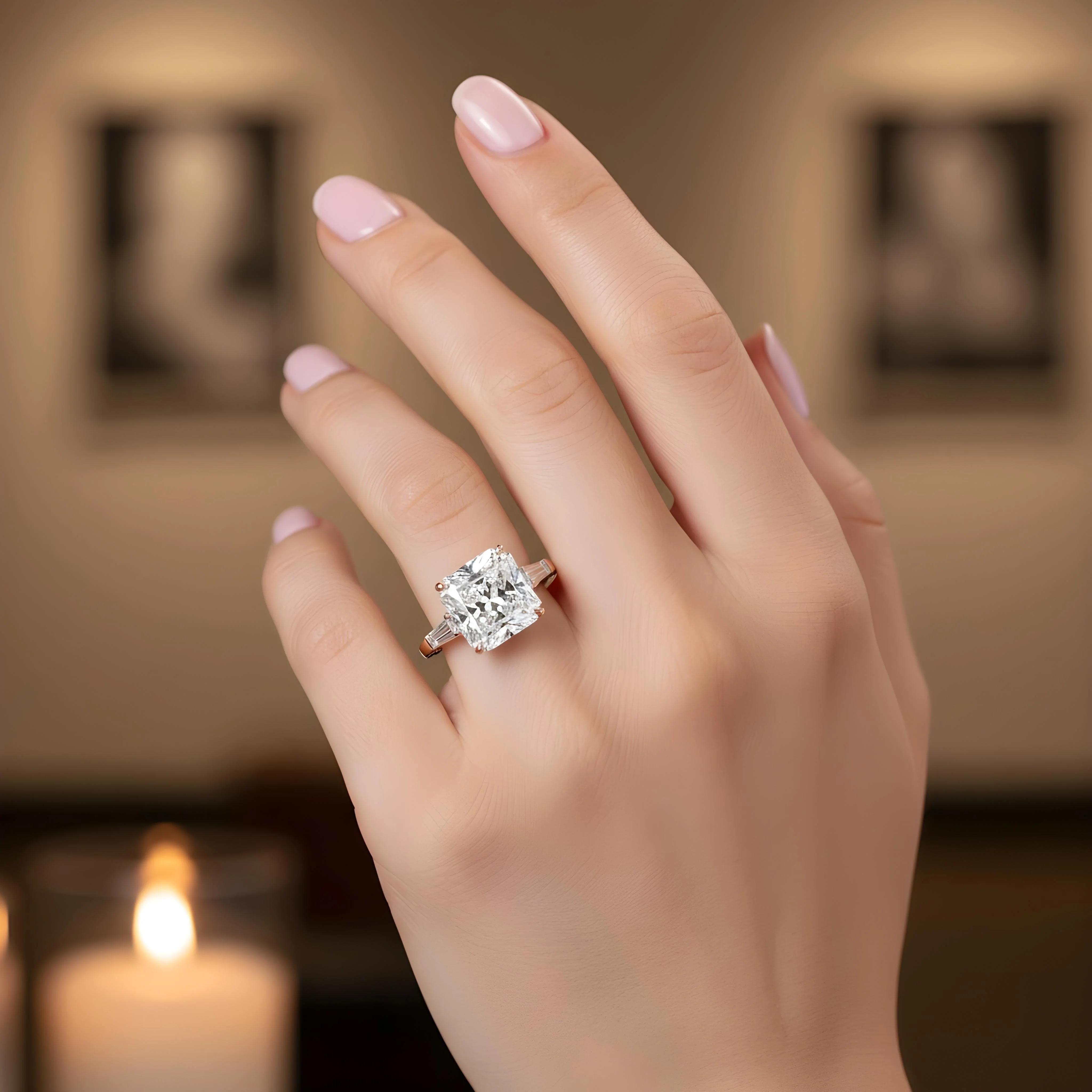 GIA Platinum 11ct Radiant Cut Triple Diamond Engagement Ring 12.08ctw - Image 10