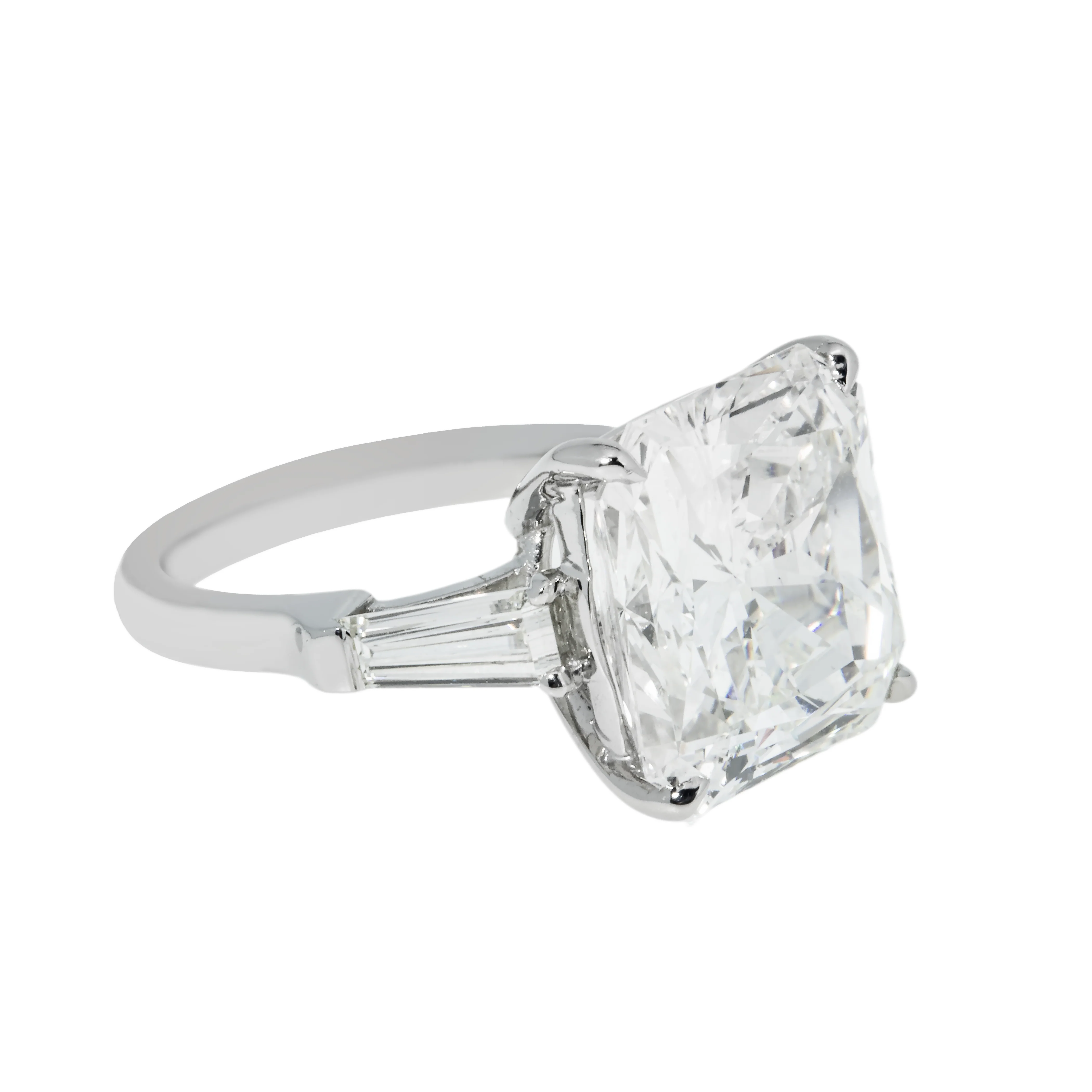 GIA Platinum 11ct Radiant Cut Triple Diamond Engagement Ring 12.08ctw - Image 4