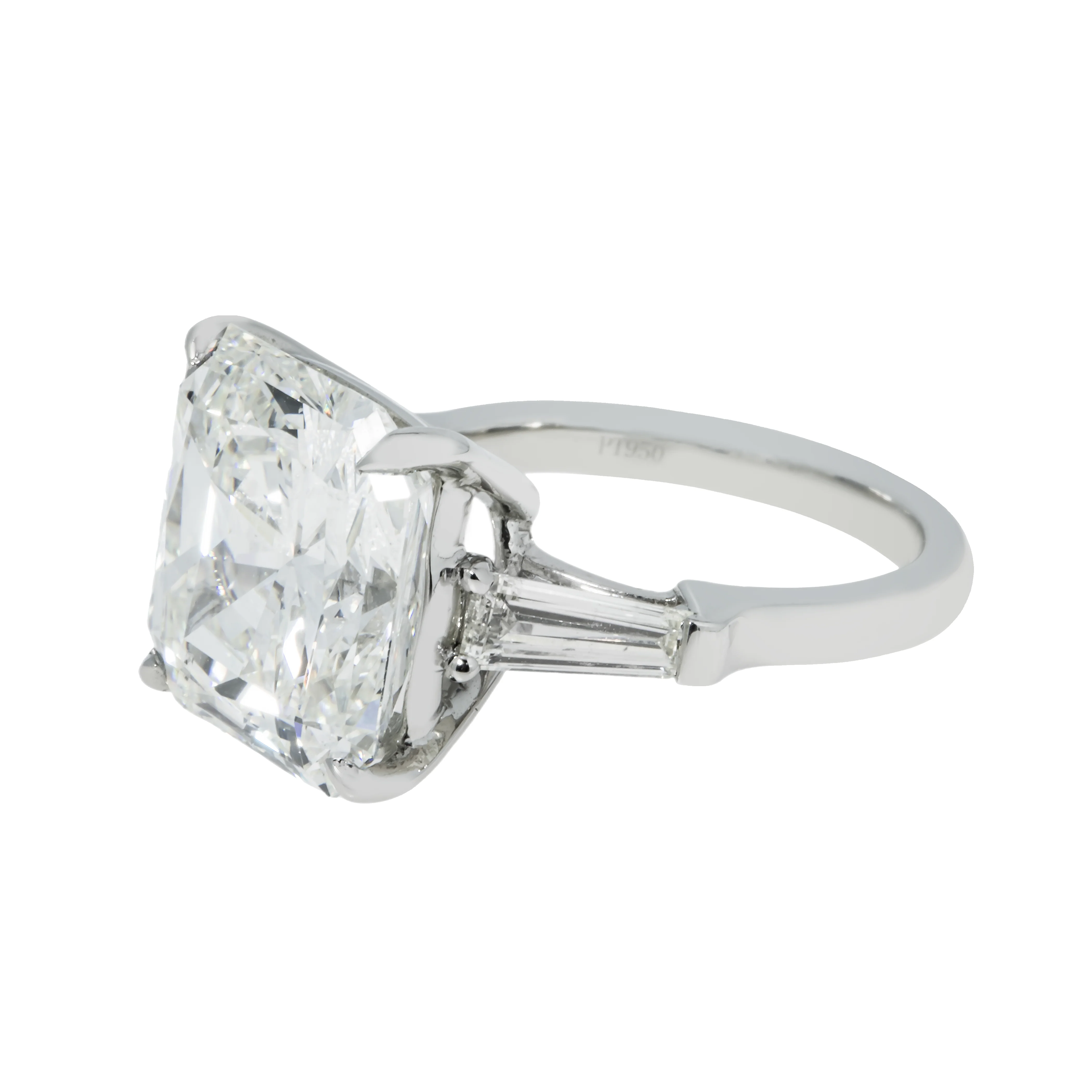 GIA Platinum 11ct Radiant Cut Triple Diamond Engagement Ring 12.08ctw - Image 6