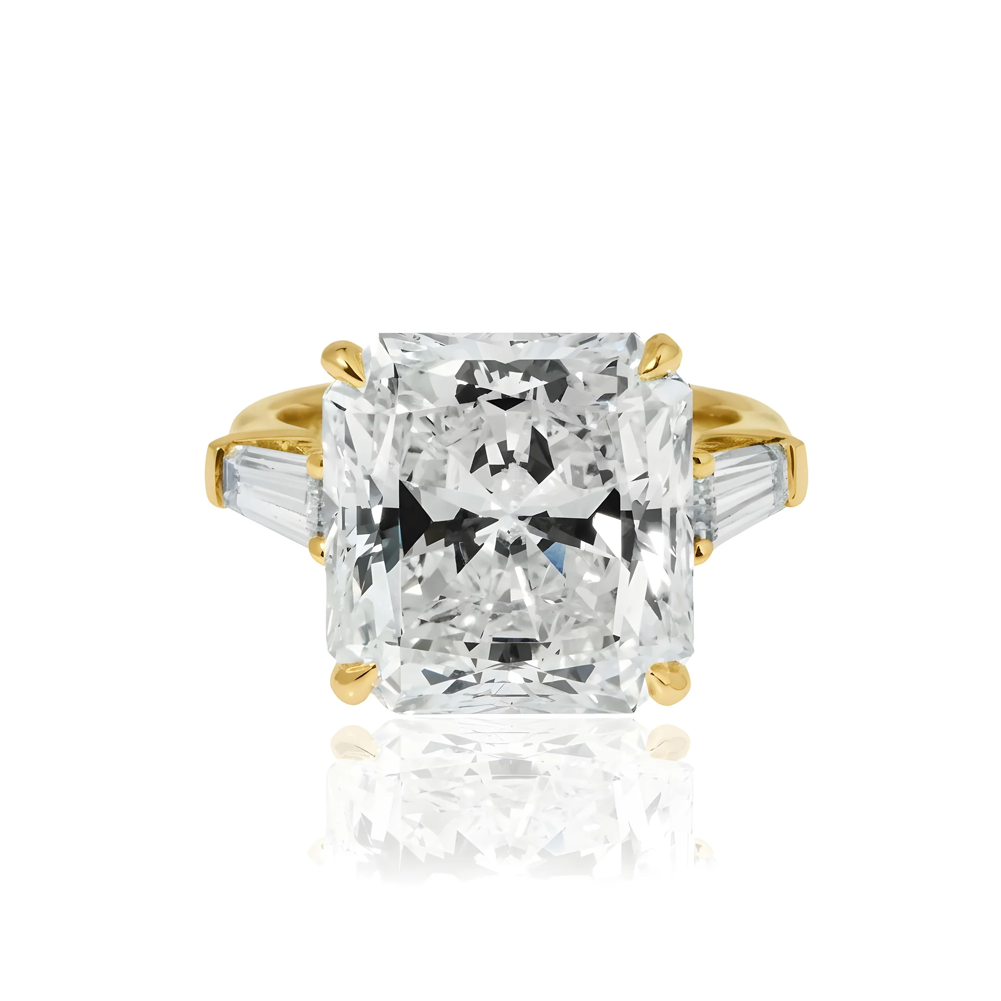 GIA Platinum 11ct Radiant Cut Triple Diamond Engagement Ring 12.08ctw - Image 7