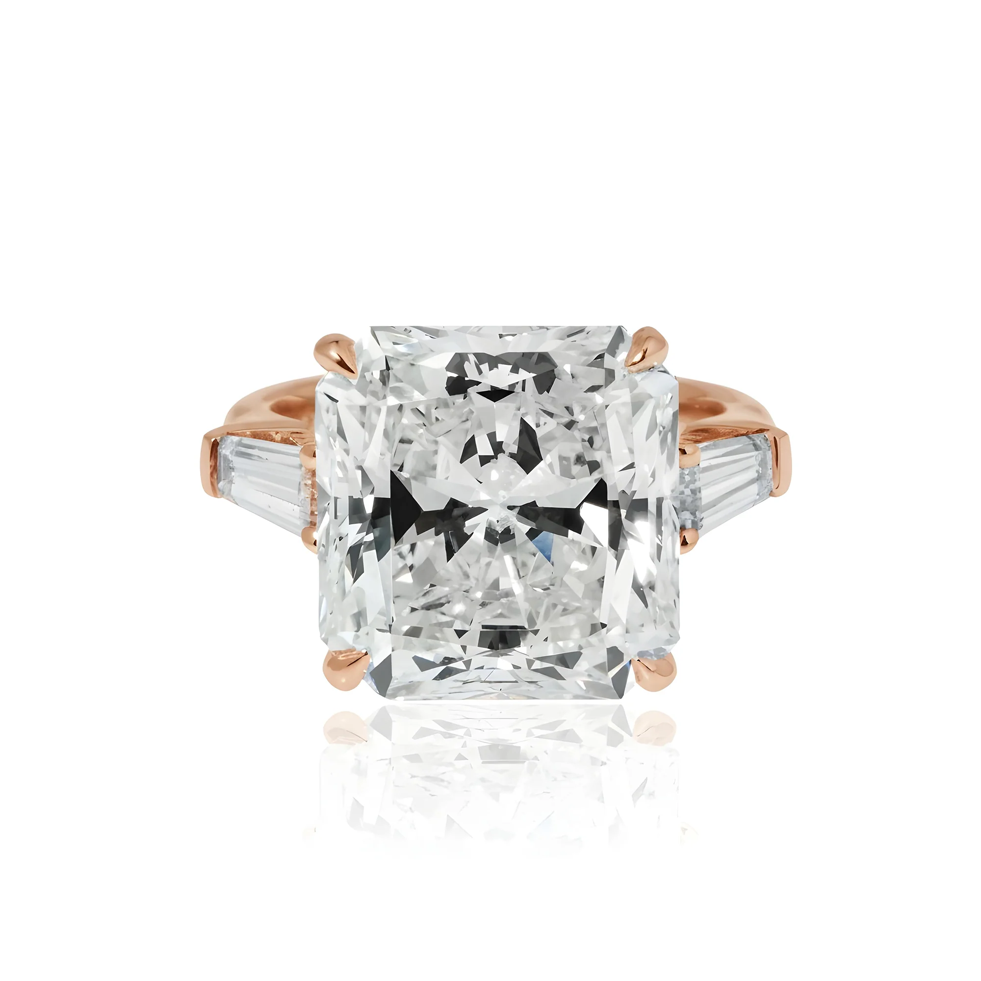 GIA Platinum 11ct Radiant Cut Triple Diamond Engagement Ring 12.08ctw - Image 9