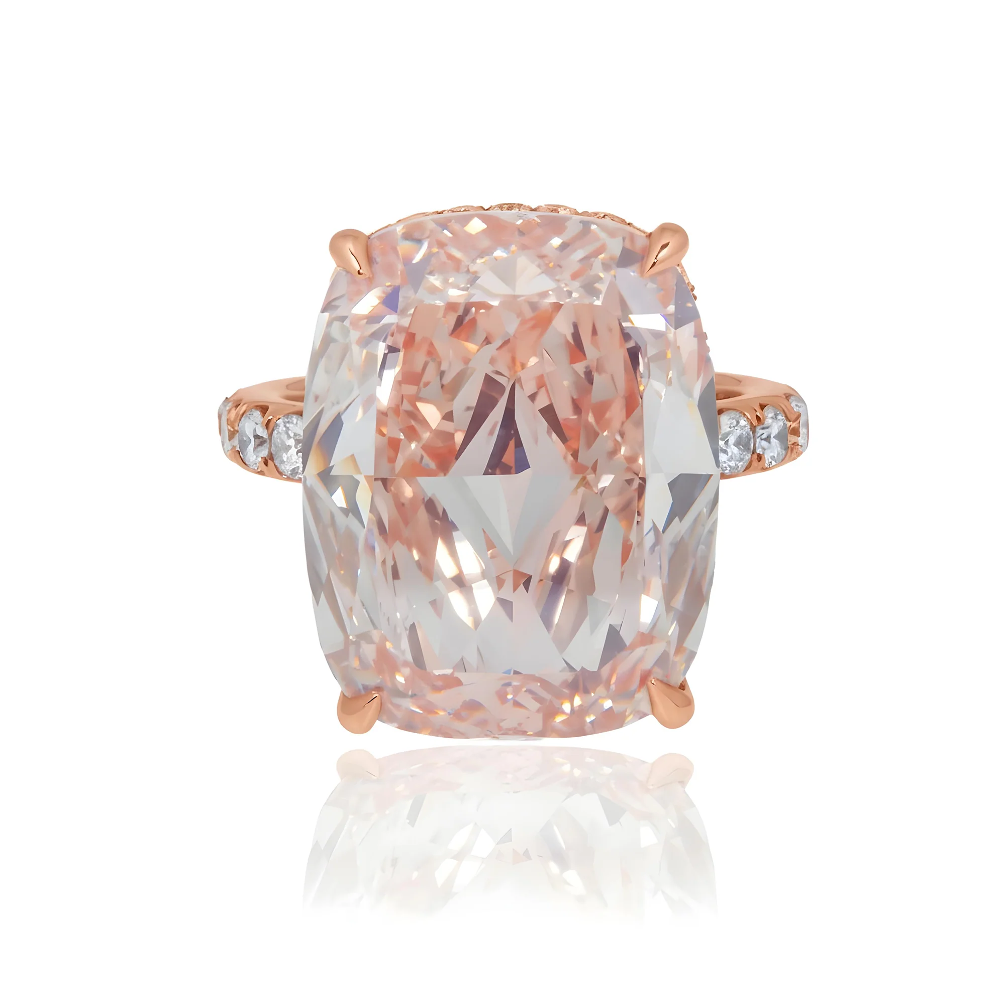 GIA Platinum 20.16ct Cushion Cut Fancy Intense Pink Diamond Ring 21.96ctw - Image 12