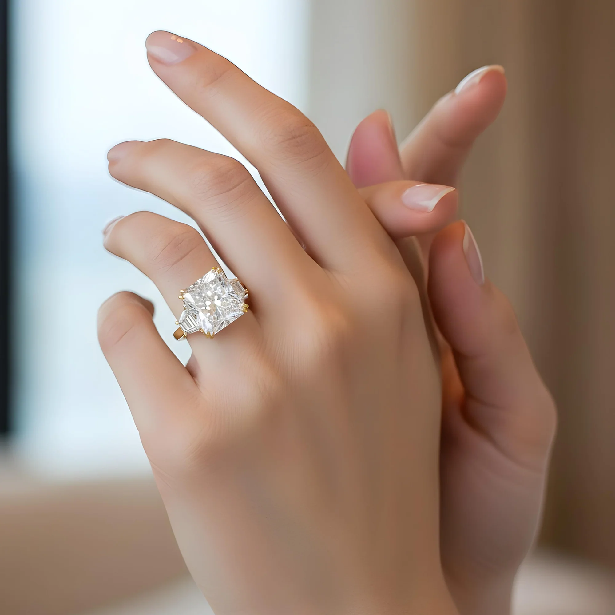 GIA Platinum 13.08ct Radiant Cut Diamond Engagement Ring 14.46ctw - Image 8