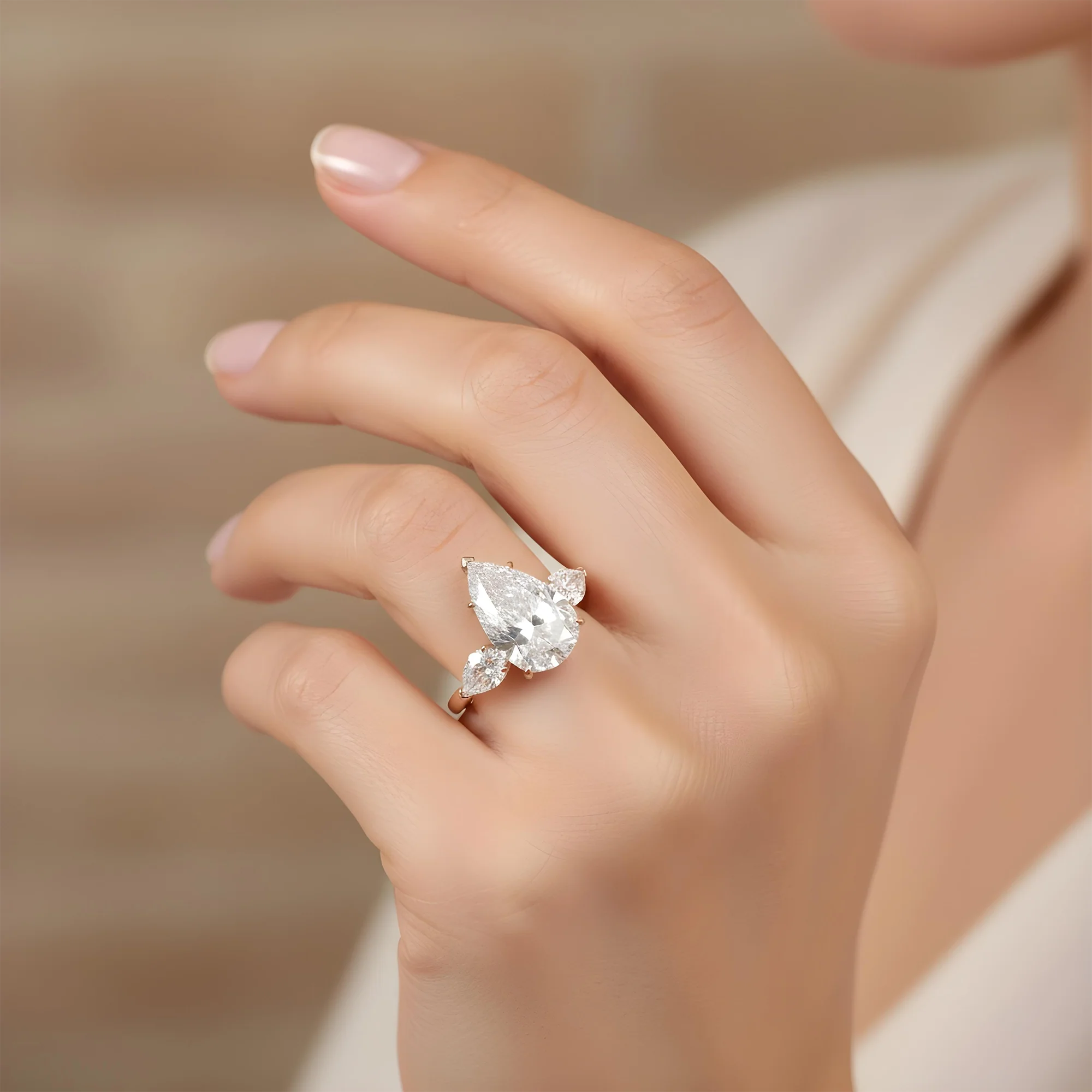 GIA Platinum 13.57ct Triple Pear Cut Diamond Engagement Ring 15.61ctw - Image 10