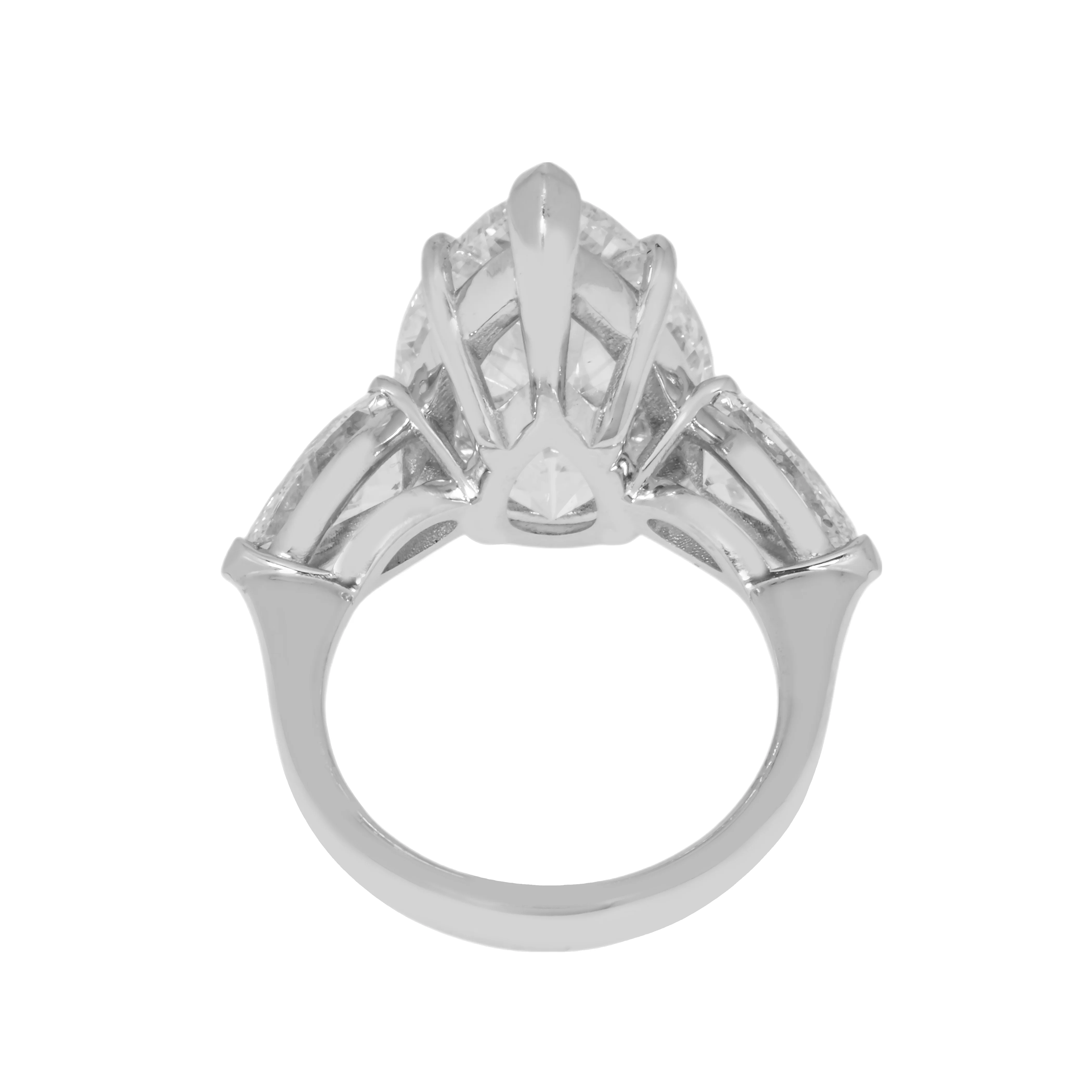 GIA Platinum 13.57ct Triple Pear Cut Diamond Engagement Ring 15.61ctw - Image 5