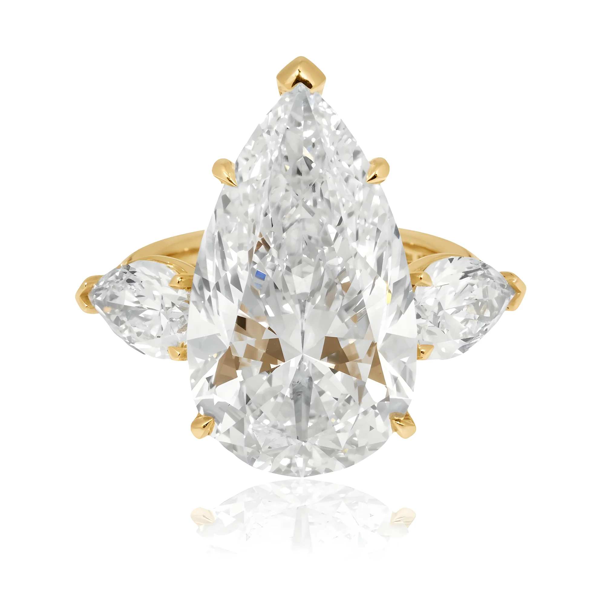 GIA Platinum 13.57ct Triple Pear Cut Diamond Engagement Ring 15.61ctw - Image 7