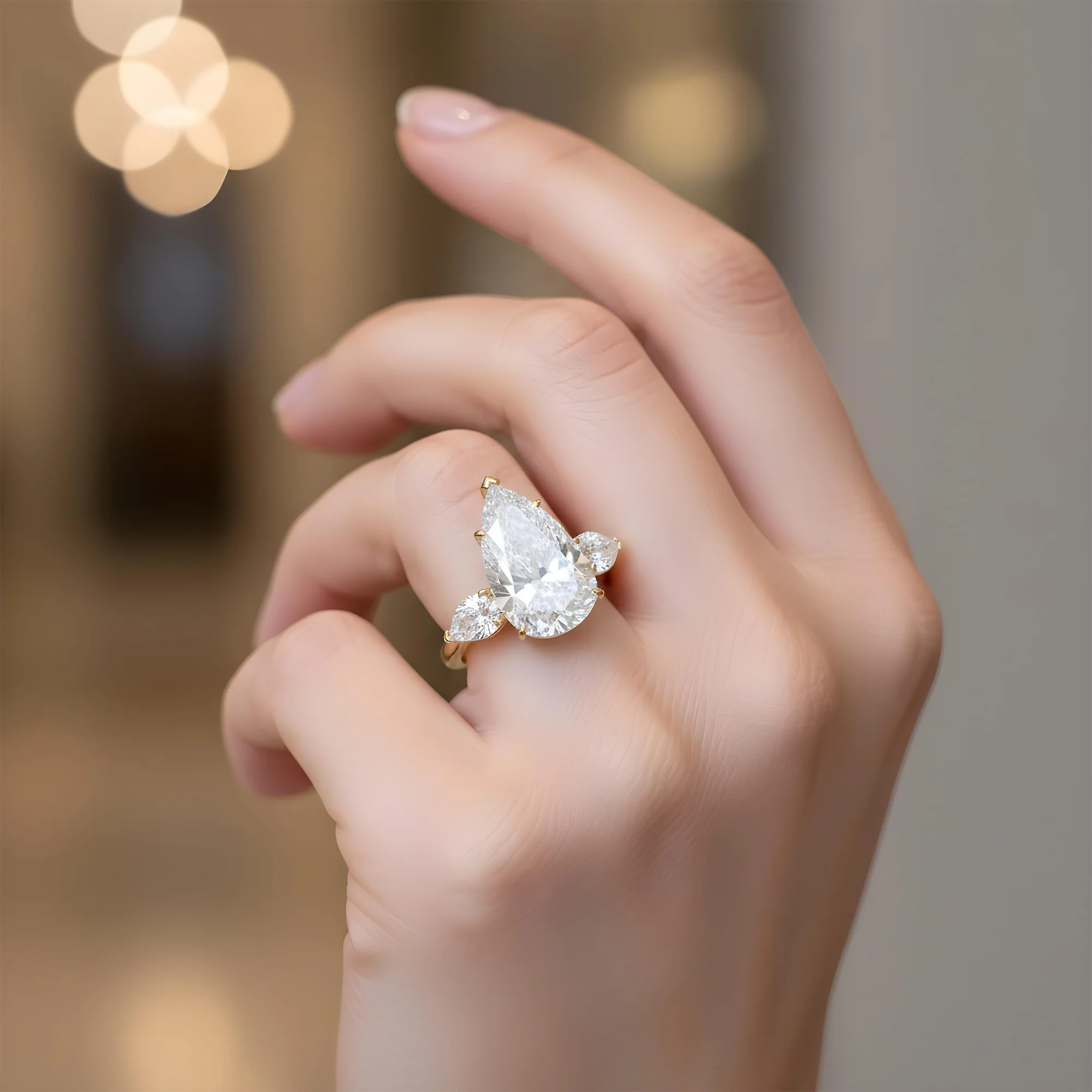 GIA Platinum 13.57ct Triple Pear Cut Diamond Engagement Ring 15.61ctw - Image 8