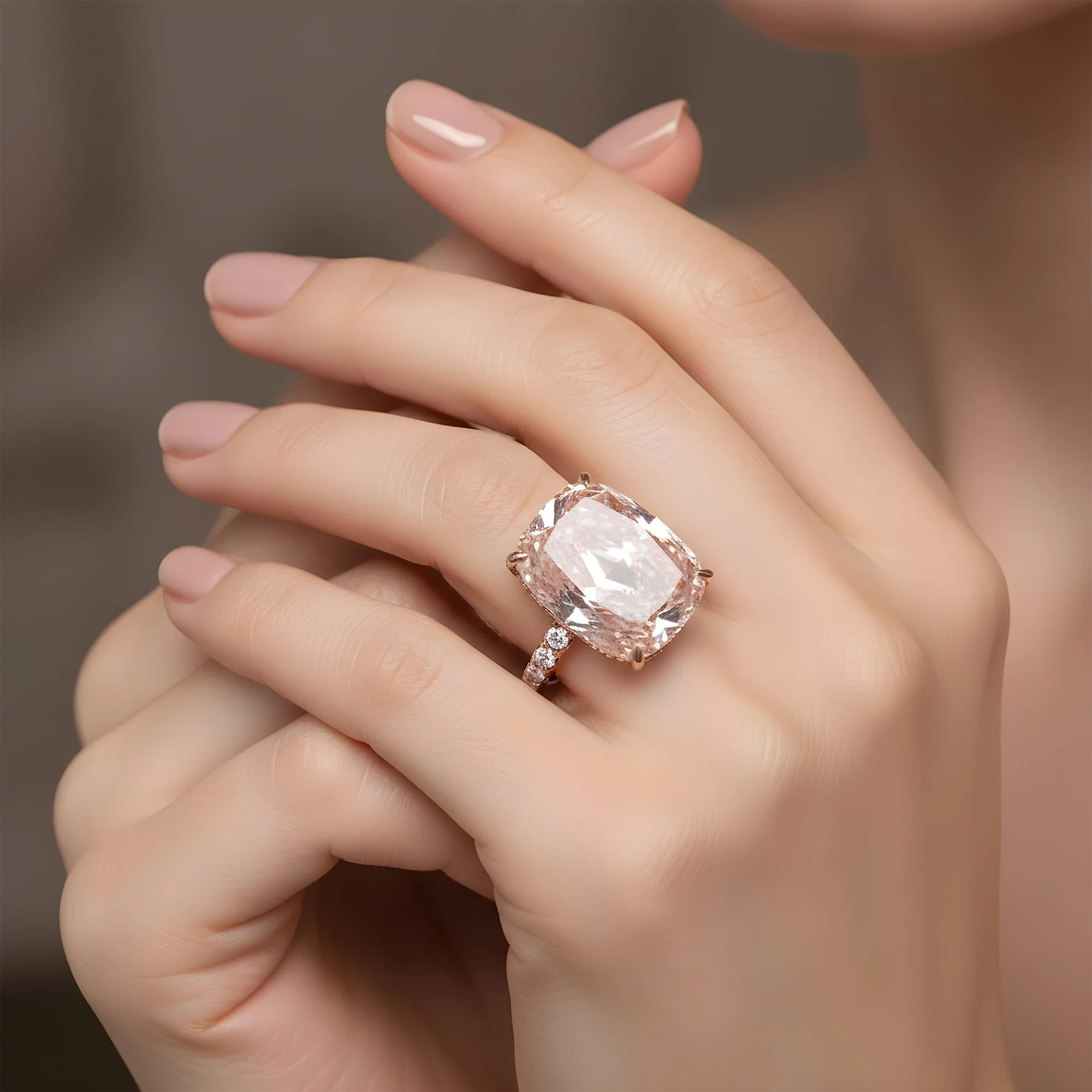 GIA Platinum 20.16ct Cushion Cut Fancy Intense Pink Diamond Ring 21.96ctw - Image 13