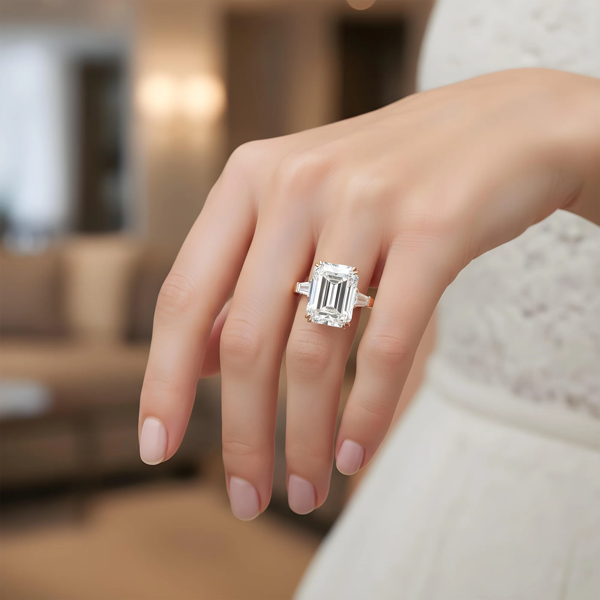GIA Platinum 14.63ct Emerald Cut Triple Diamond Engagement Ring 15.42ctw - Image 10