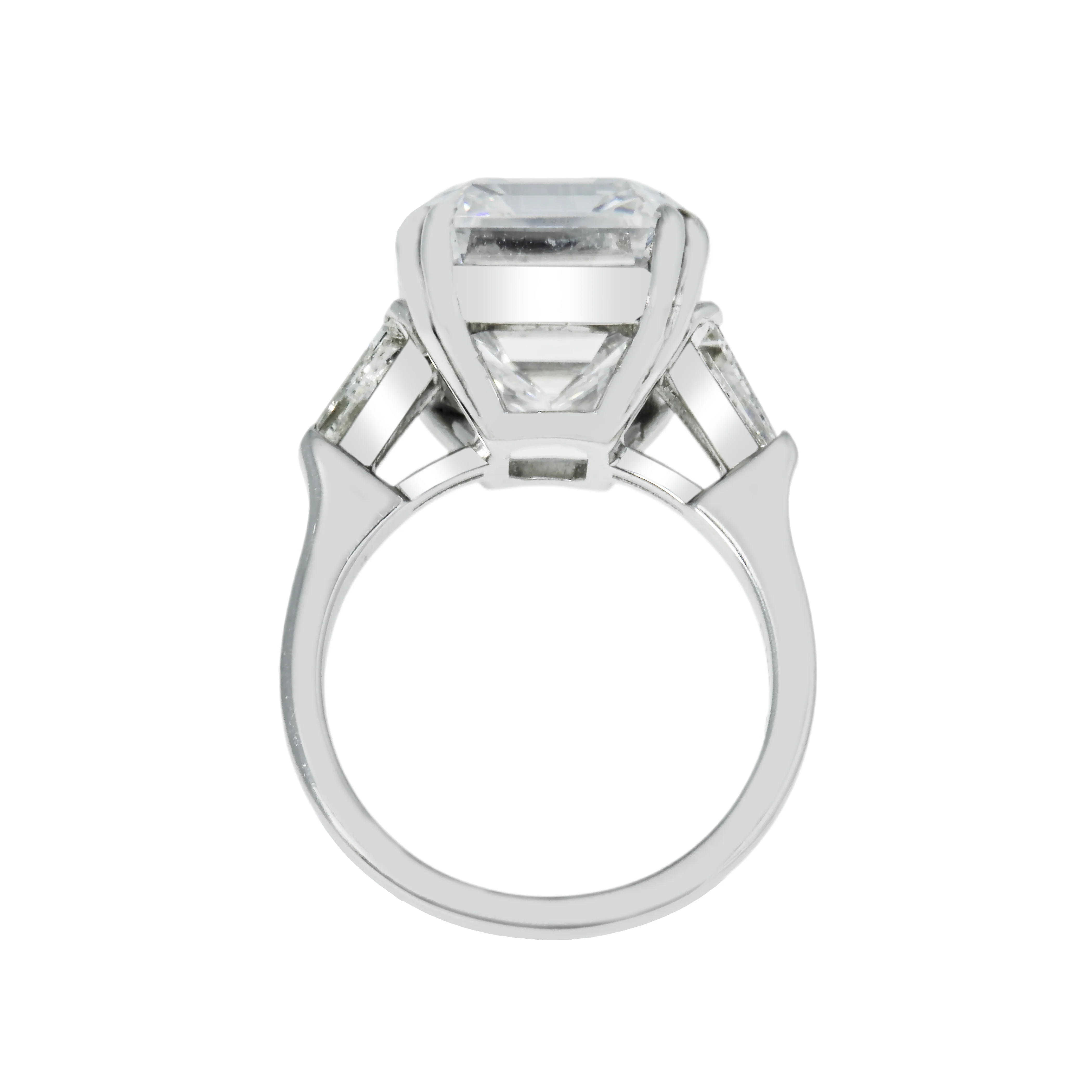 GIA Platinum 14.63ct Emerald Cut Triple Diamond Engagement Ring 15.42ctw - Image 6