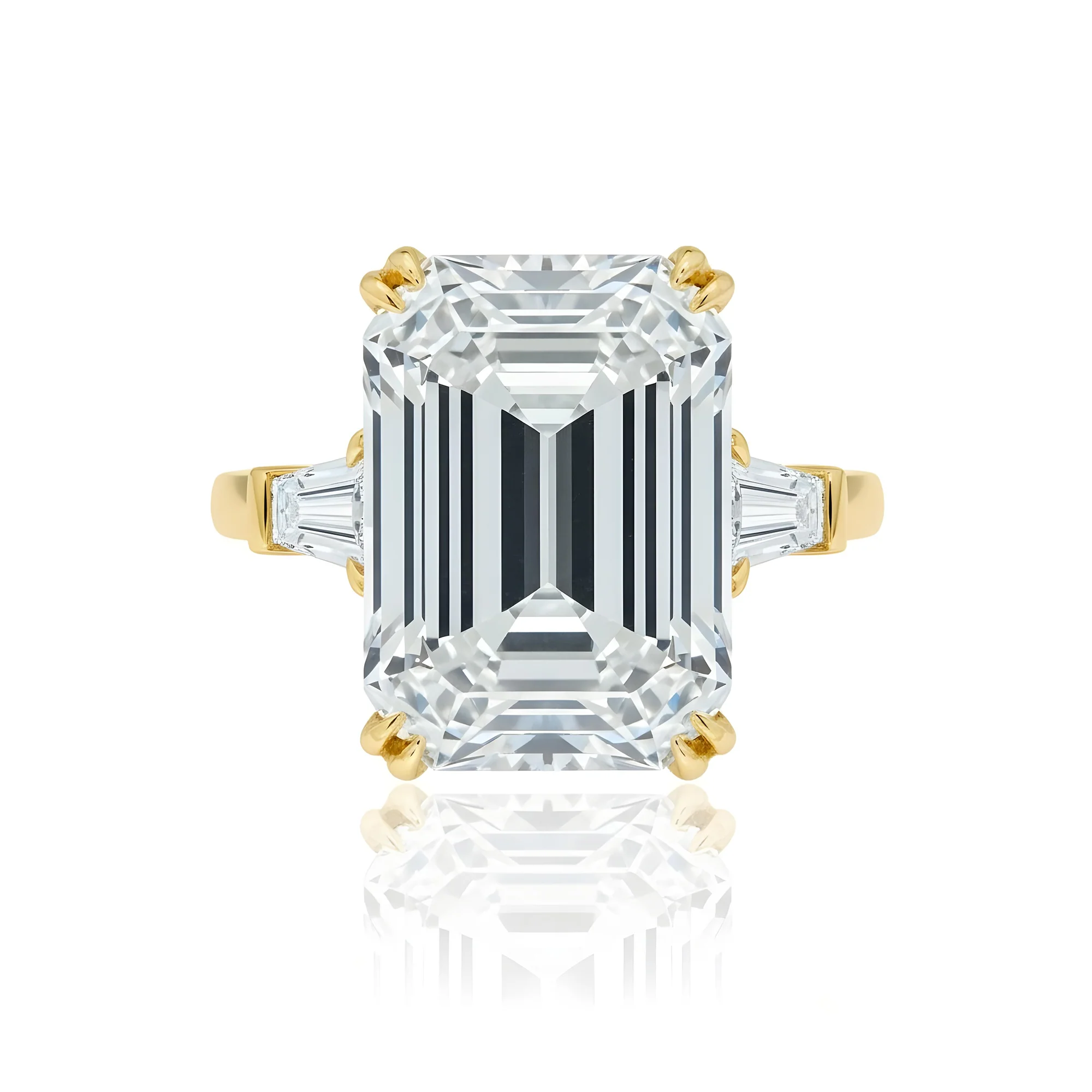 GIA Platinum 14.63ct Emerald Cut Triple Diamond Engagement Ring 15.42ctw - Image 7