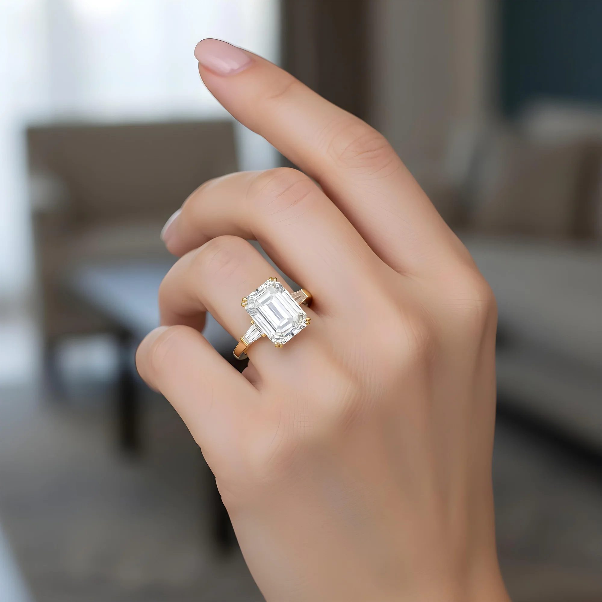 GIA Platinum 14.63ct Emerald Cut Triple Diamond Engagement Ring 15.42ctw - Image 8