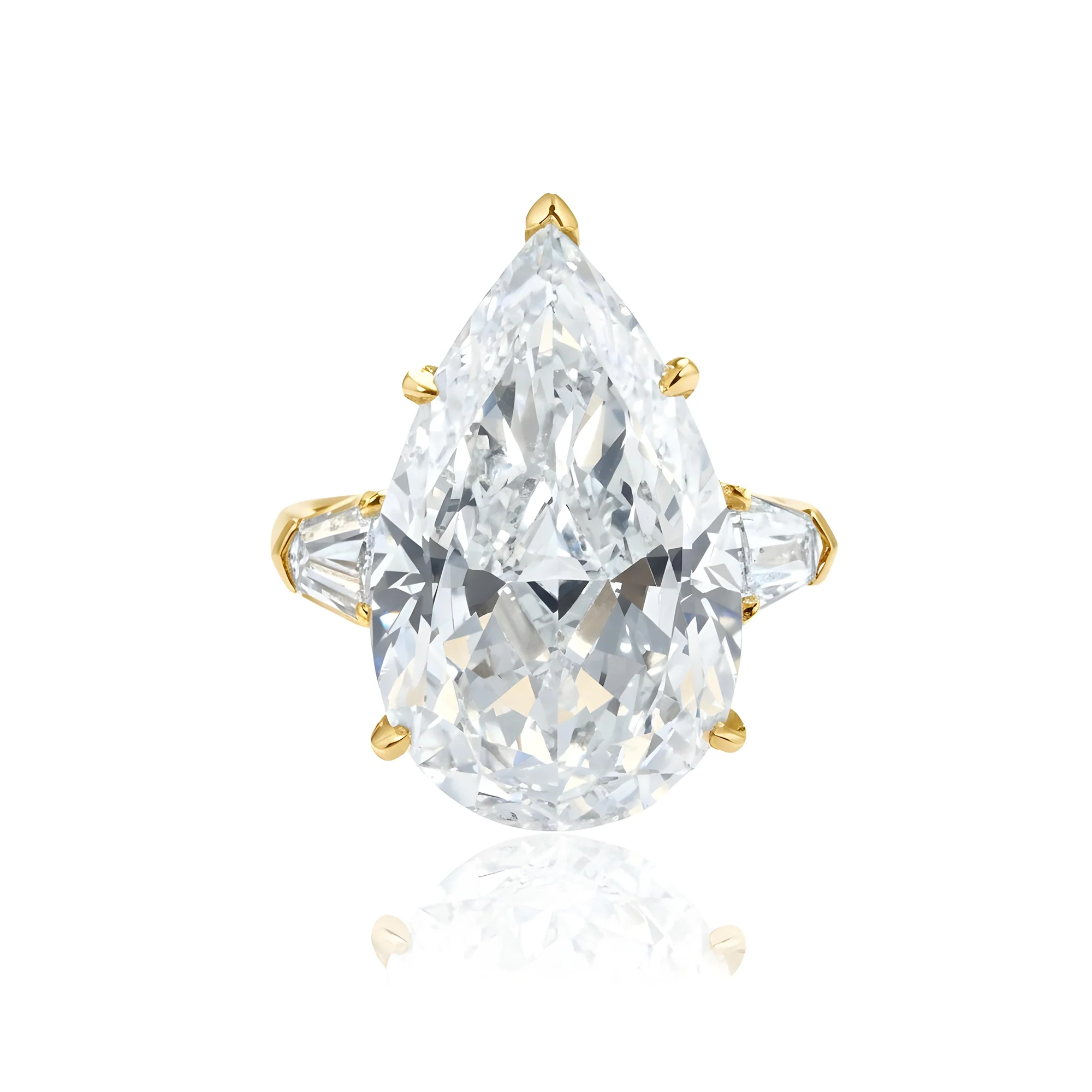 GIA Platinum 14.03ct Pear Cut Triple Diamond Engagement Ring 14.97ctw - Image 10