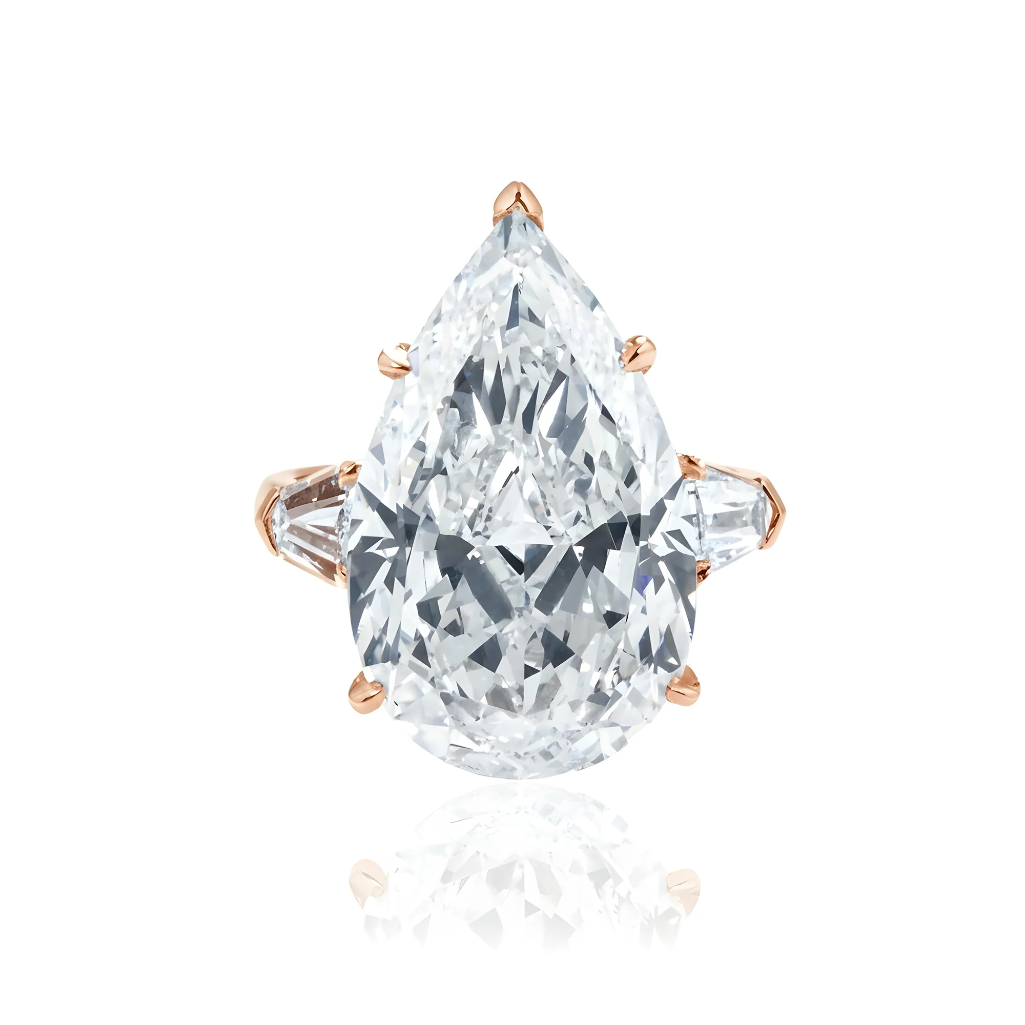 GIA Platinum 14.03ct Pear Cut Triple Diamond Engagement Ring 14.97ctw - Image 12