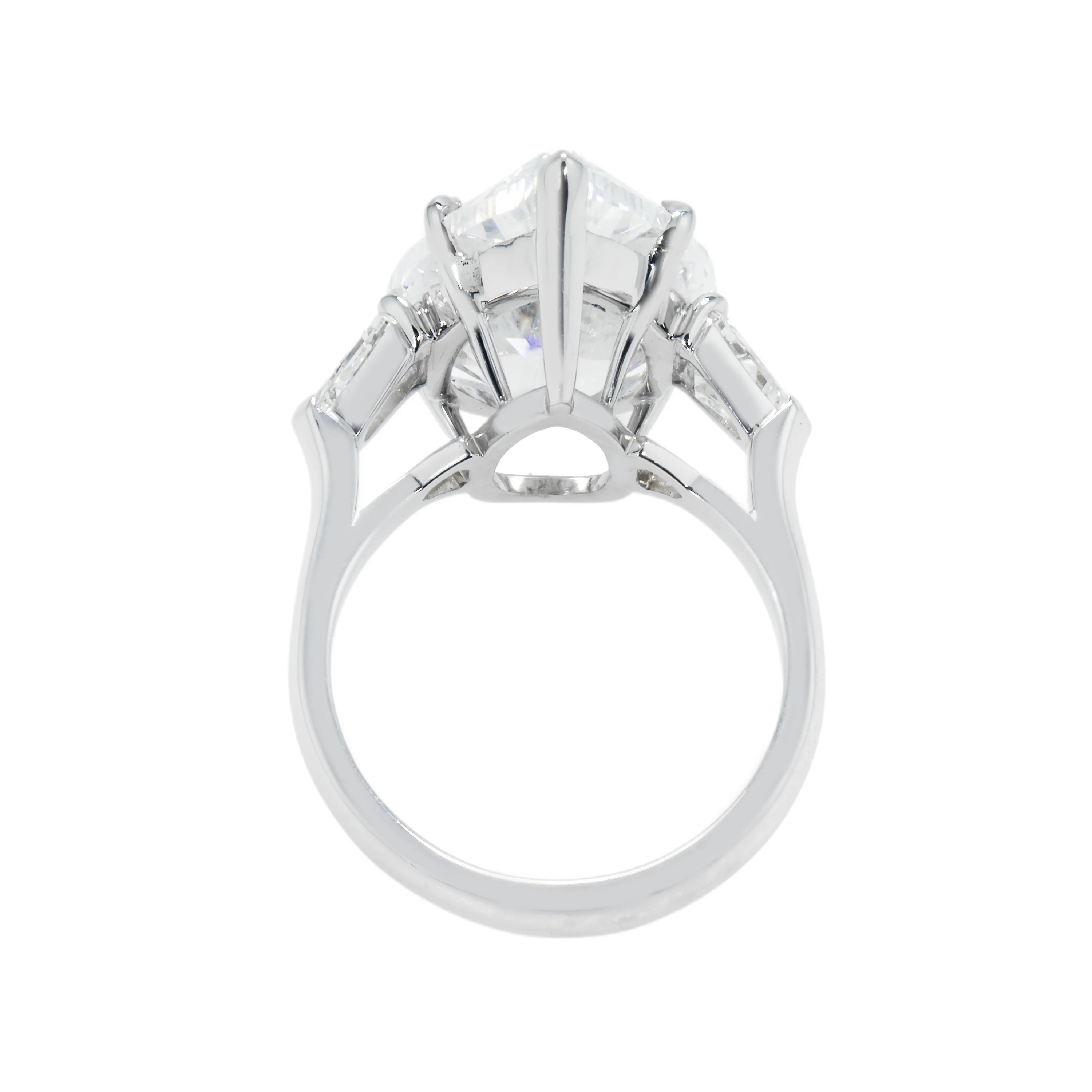 GIA Platinum 14.03ct Pear Cut Triple Diamond Engagement Ring 14.97ctw - Image 5