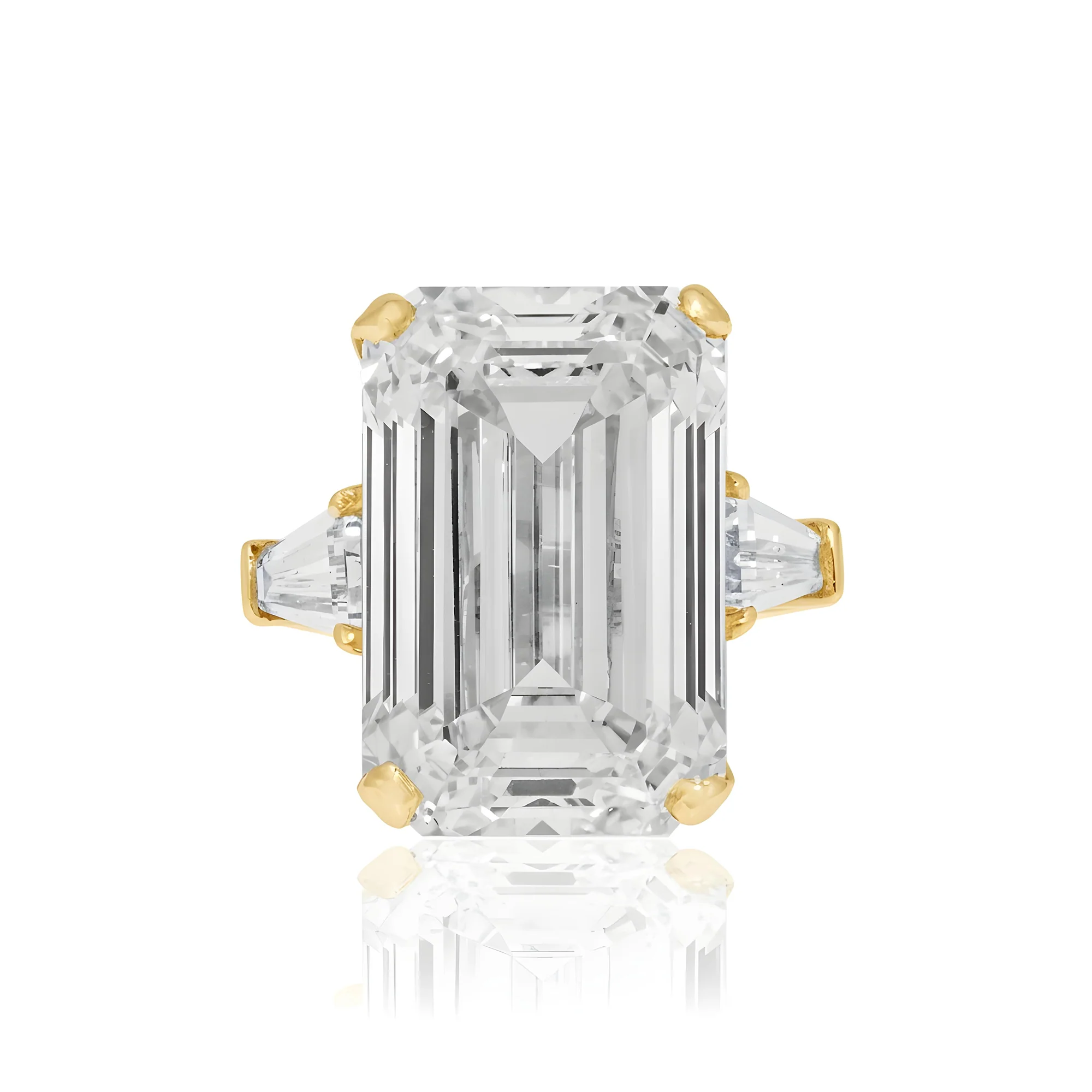 GIA Platinum 18.32ct Emerald Cut Triple Diamond Engagement Ring 19.40ctw - Image 10