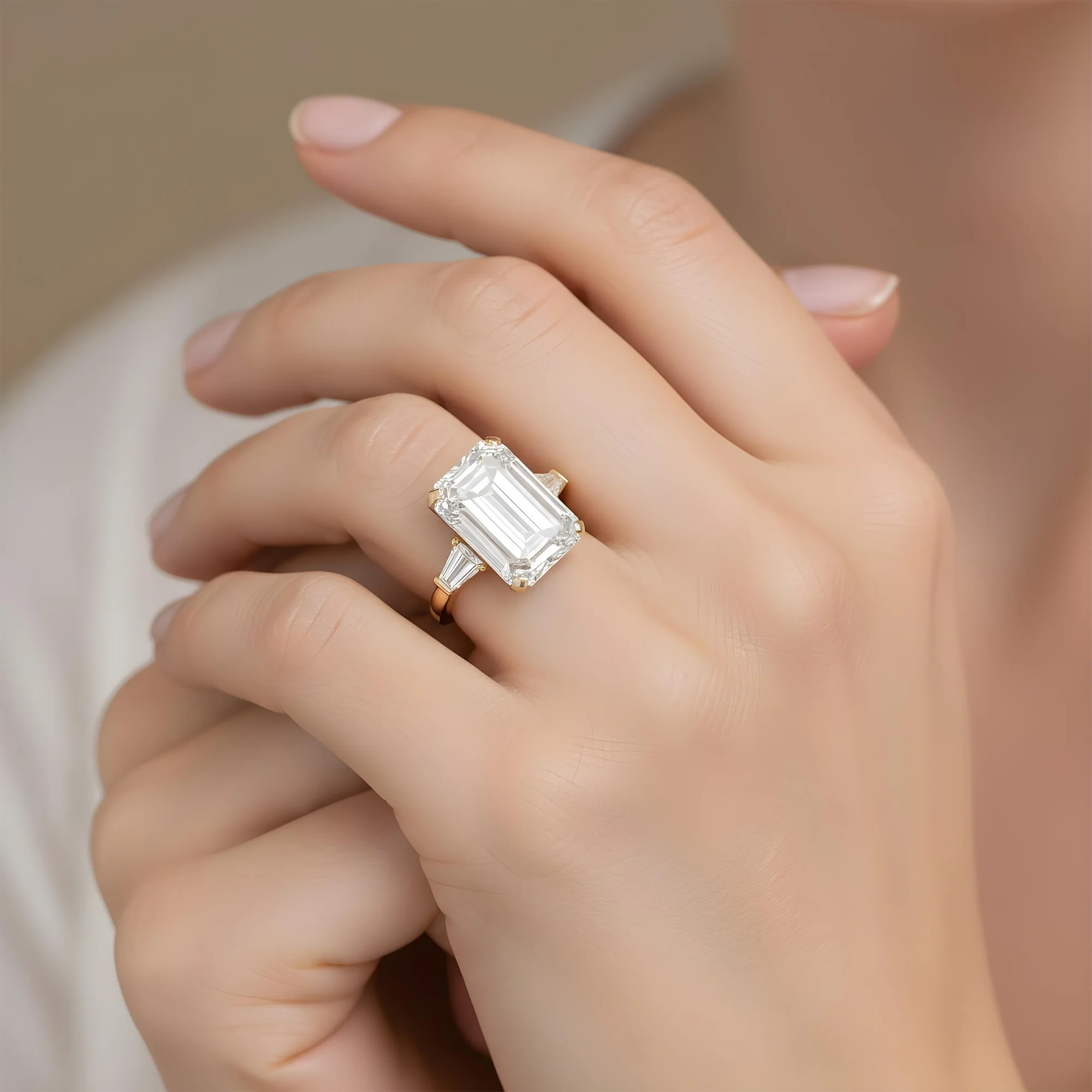 GIA Platinum 18.32ct Emerald Cut Triple Diamond Engagement Ring 19.40ctw - Image 11