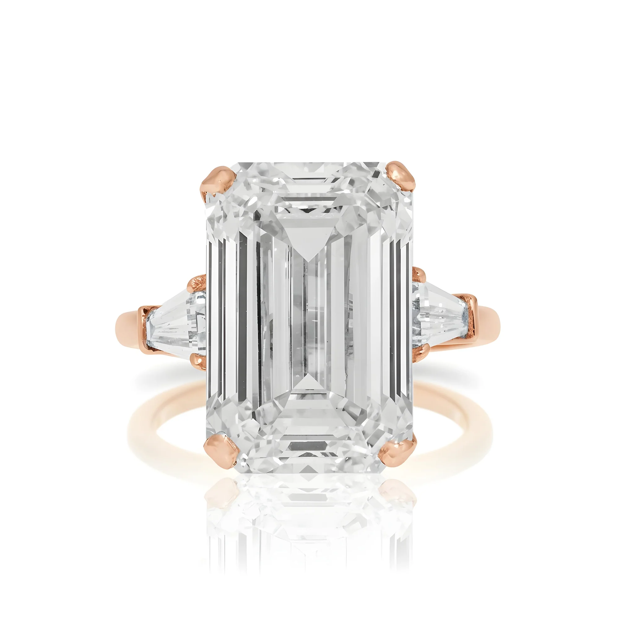 GIA Platinum 18.32ct Emerald Cut Triple Diamond Engagement Ring 19.40ctw - Image 12