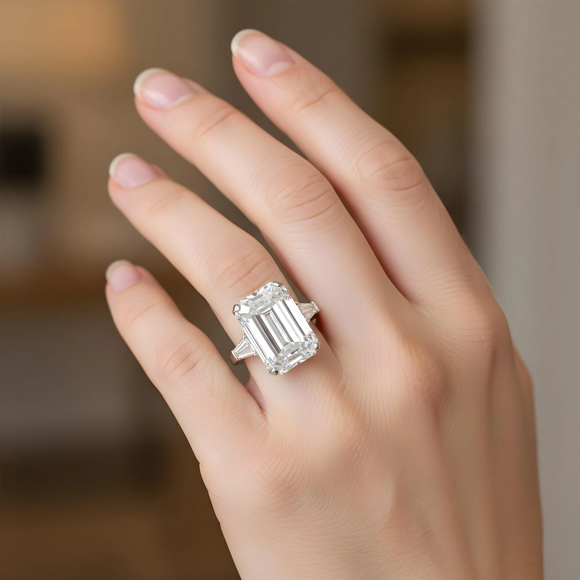 GIA Platinum 18.32ct Emerald Cut Triple Diamond Engagement Ring 19.40ctw - Image 8