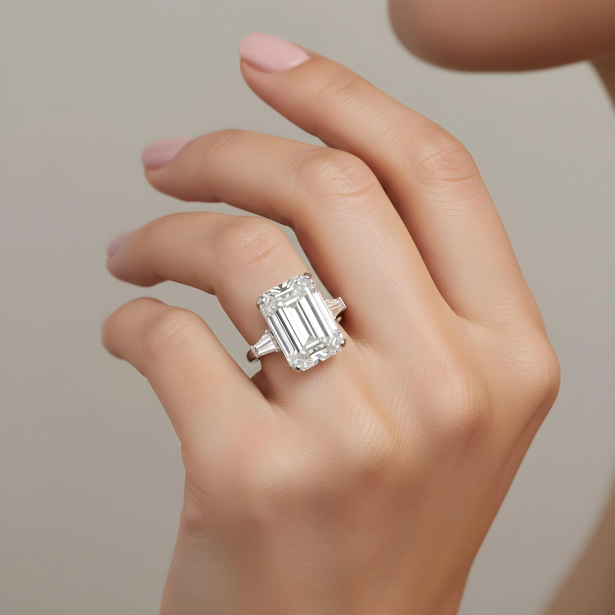 GIA Platinum 18.32ct Emerald Cut Triple Diamond Engagement Ring 19.40ctw - Image 9